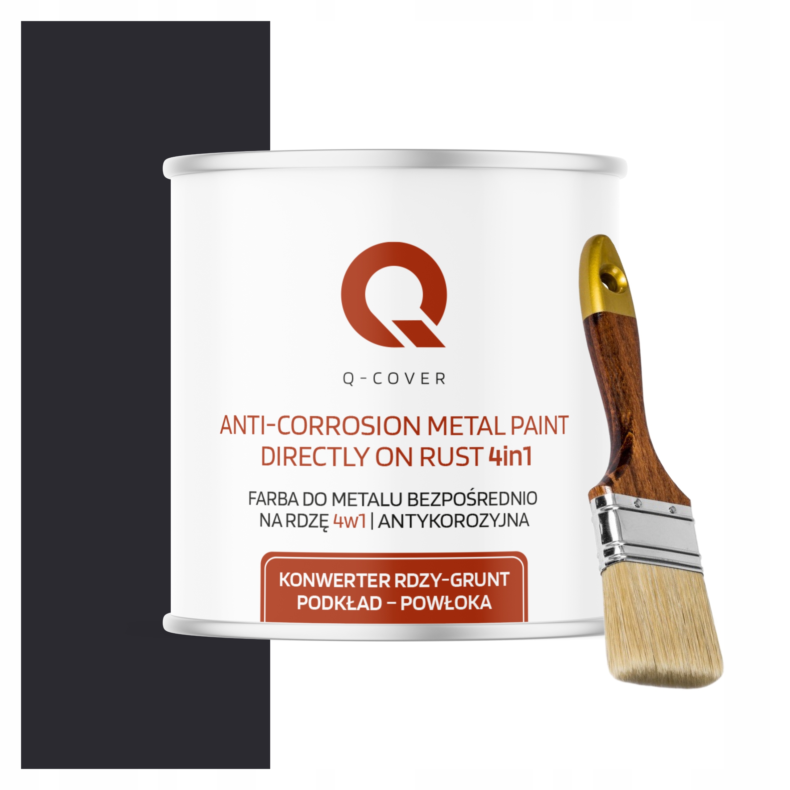 Farba do Metalu Antykorozyjna 2.5L Półmat Kolor Czarny Pędzel Ral 9005