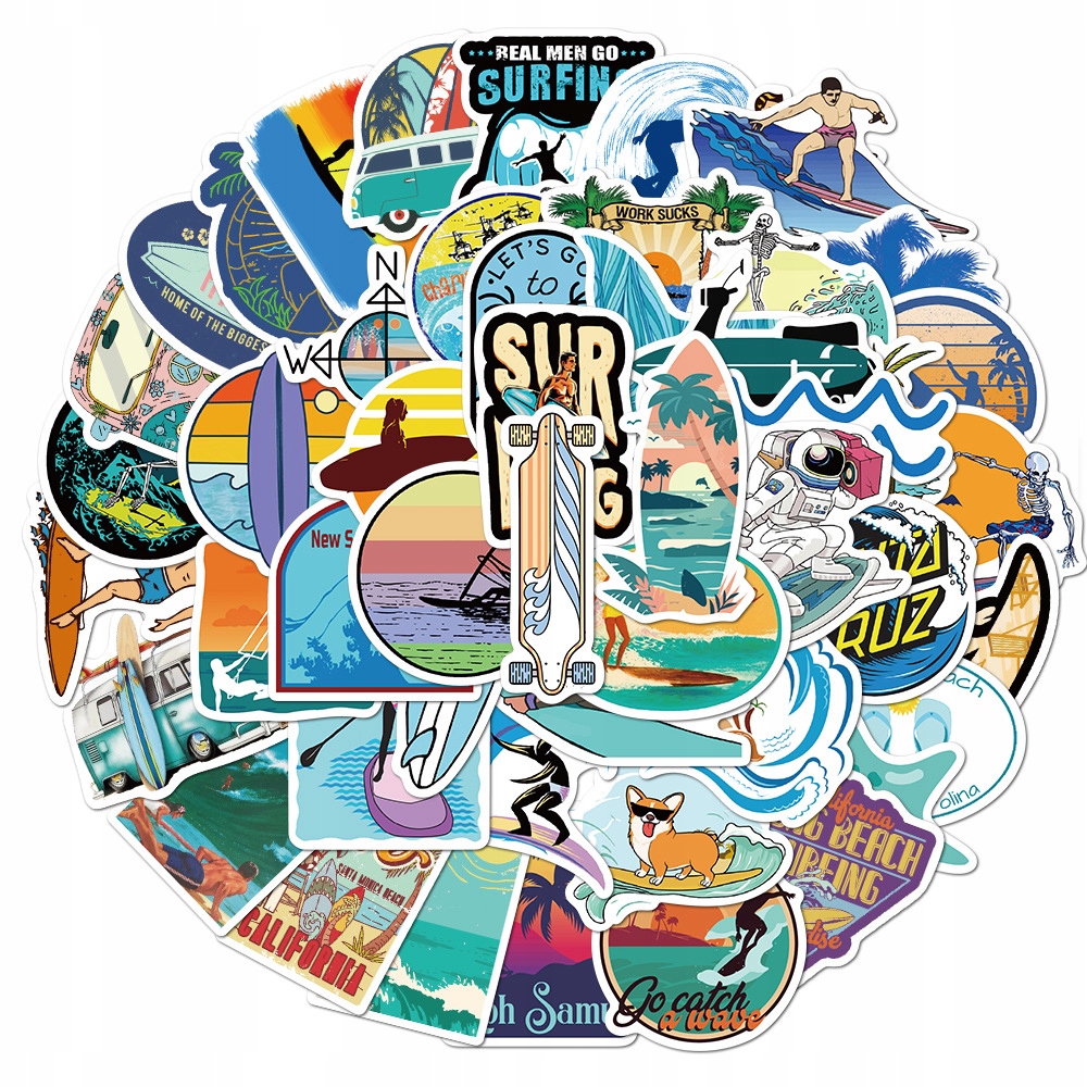 

Naklejki MIX Surfing Hawai Na Rower Walizke 50szt