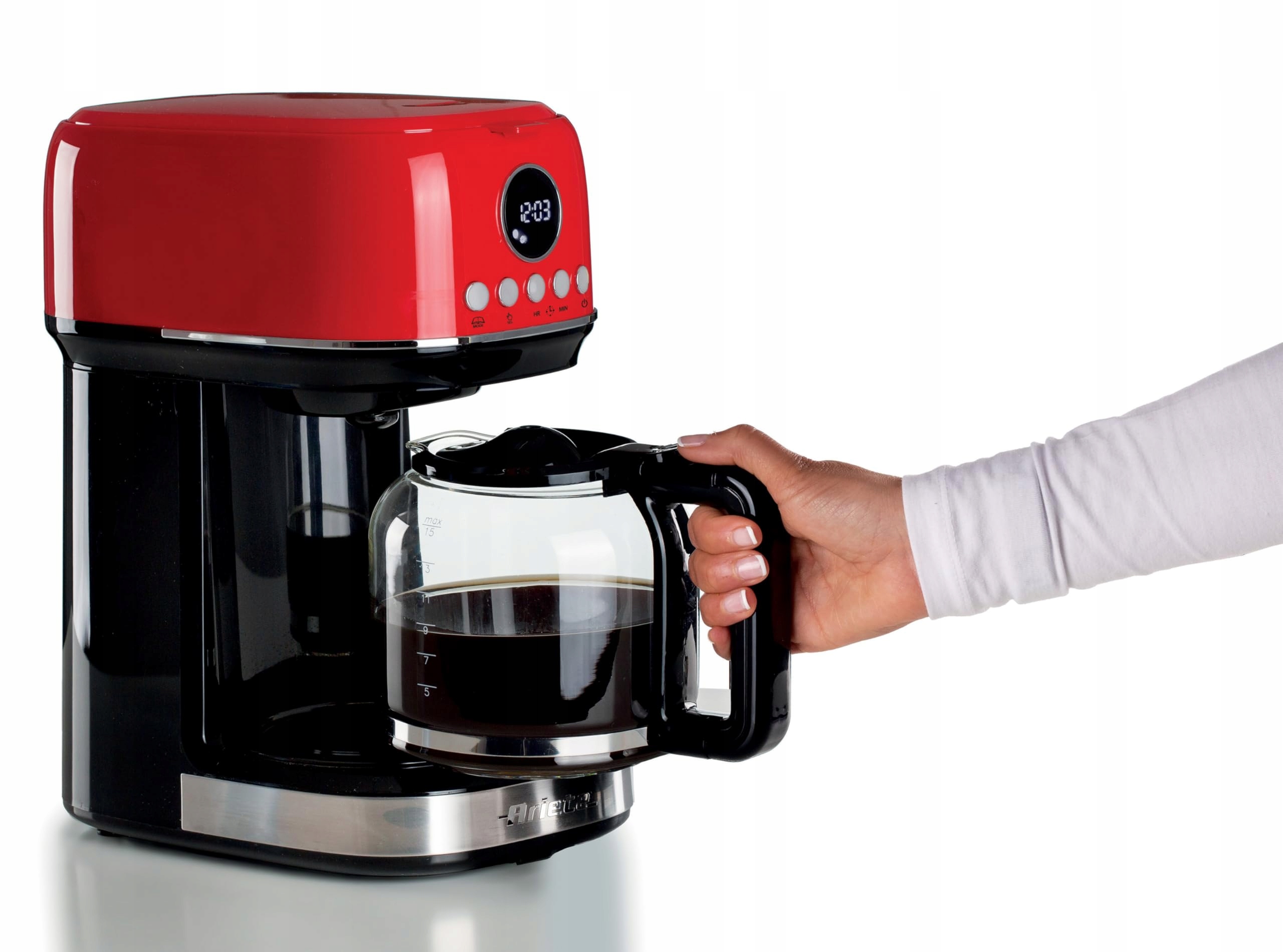 ARIETE Ekspres Do Kawy Z Młynkiem Czerwony 1318 Maxi Cappuccino — miniatura 4