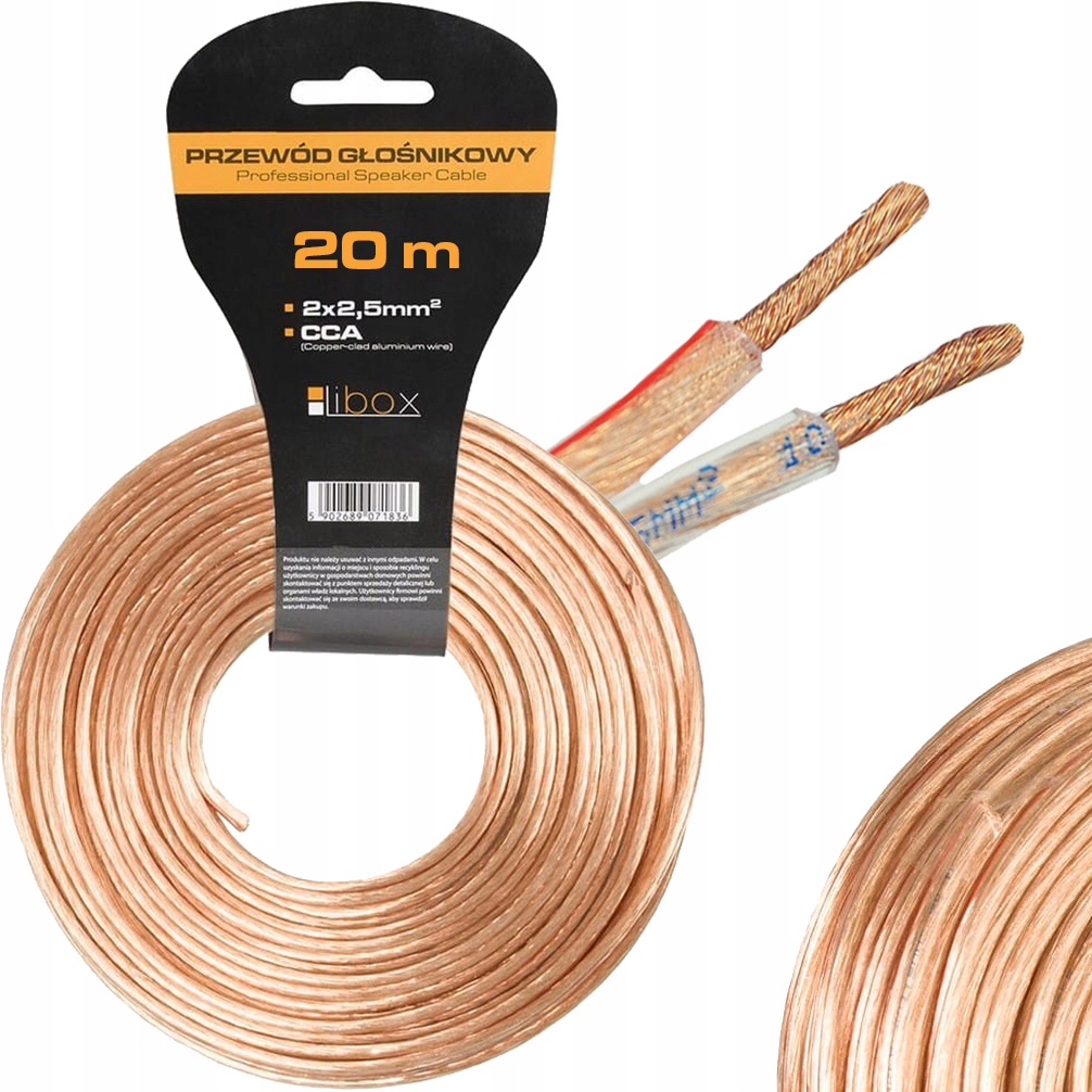 

Kabel Przewód Głośnikowy 2x2,5mm Cca Hq 20 Metrów