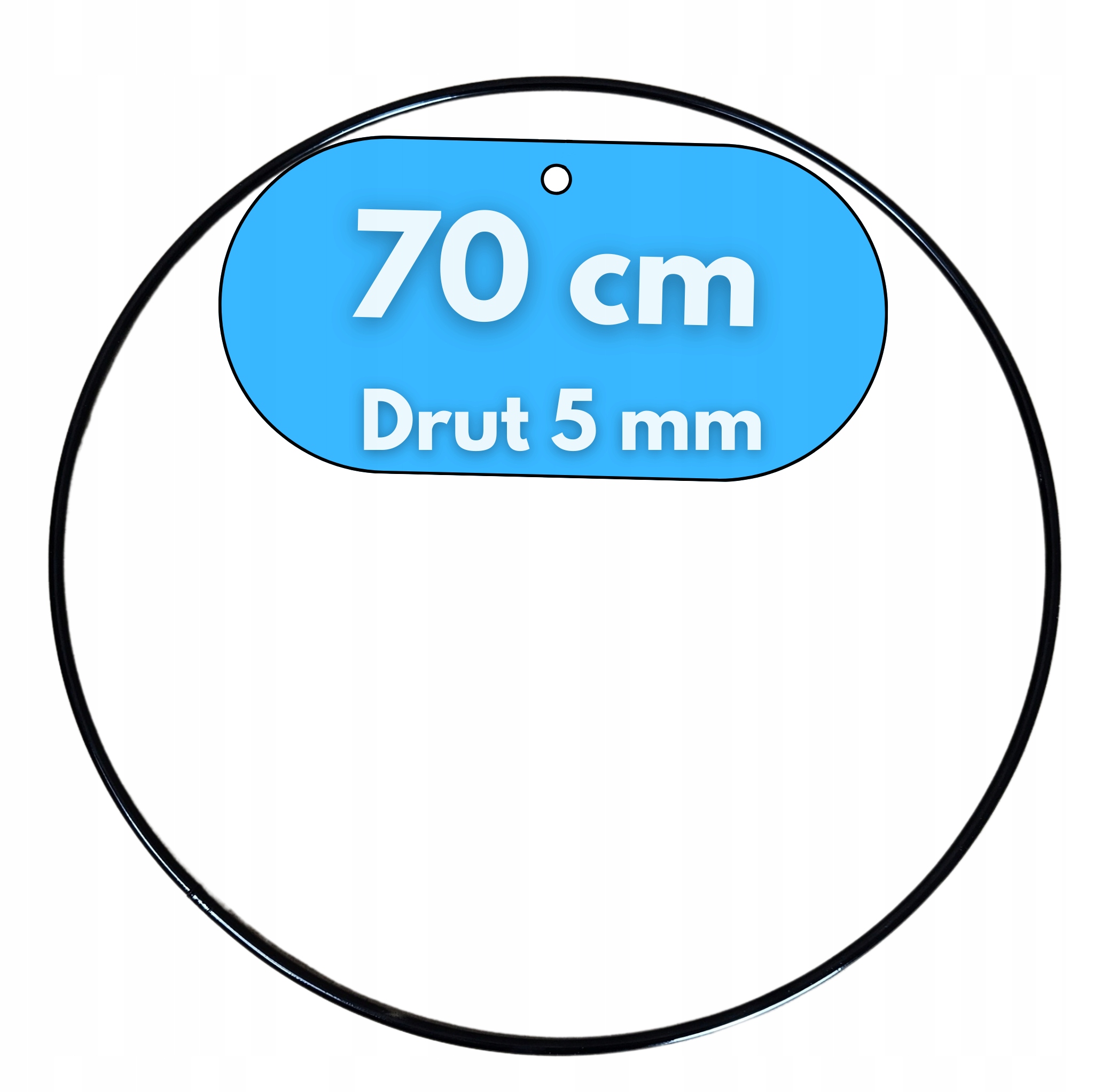 Czarna Obręcz Metalowa Baza do Łapacz Snów Wytrzymała Ø 70 cm Drut 5 mm