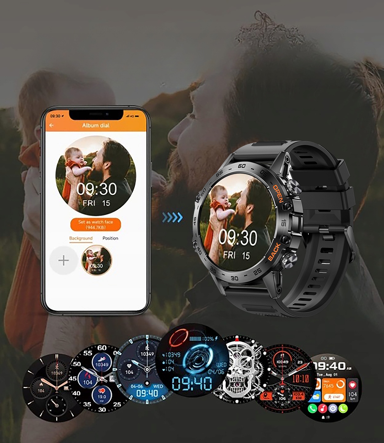 SMARTWATCH ZEGAREK SPORTOWY MĘSKI POMIARY ROZMOWY SMS SPORT MENU PL Kompatybilność systemowa Android iOS