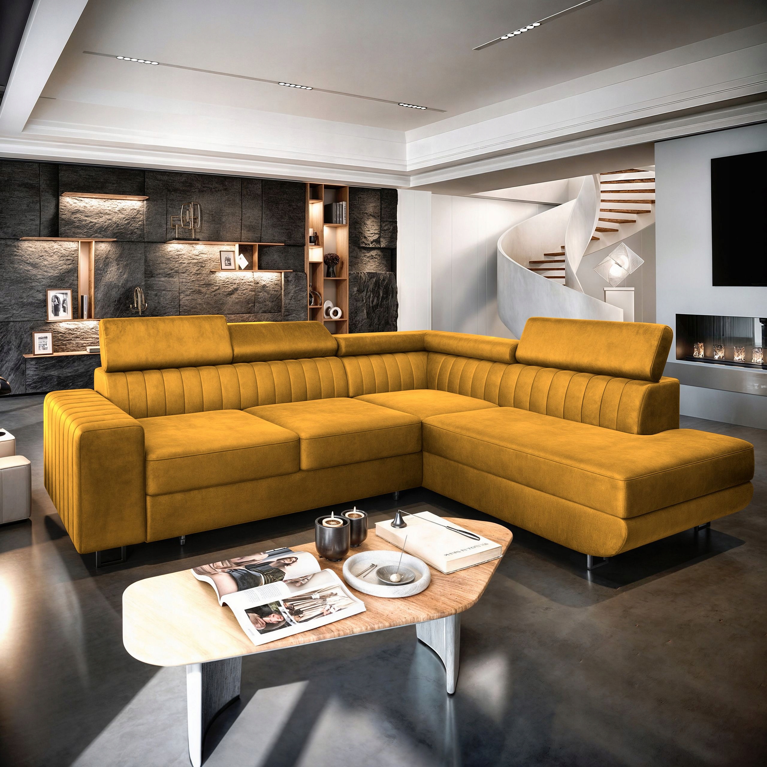 Stylová rohová pohovka Nola rozkládací Funkce Spaní moderní Kontejner