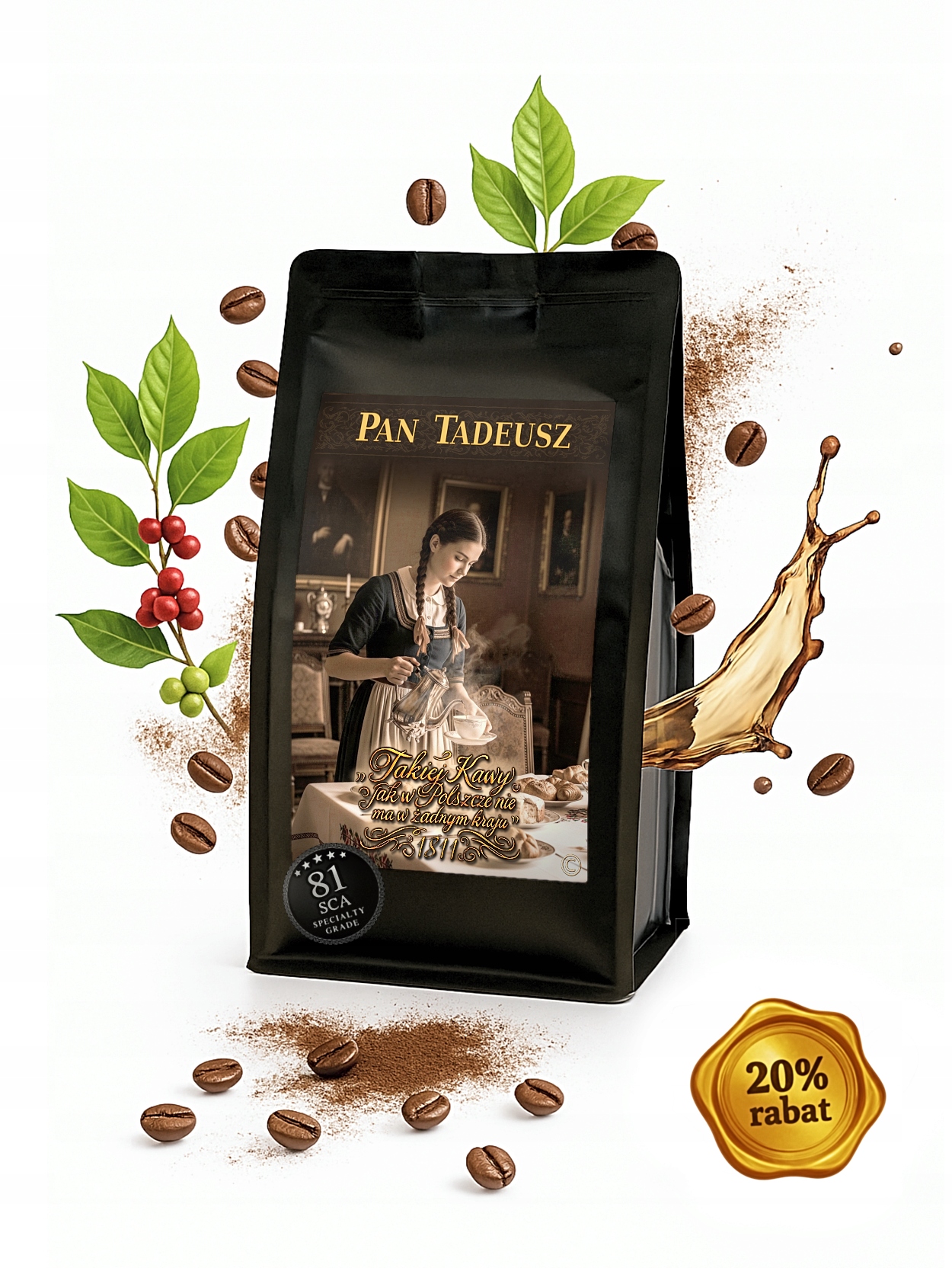 Levně Akce -20% limitovaná sada 2 kusů mleté kávy Pan Tadeusz 500 g