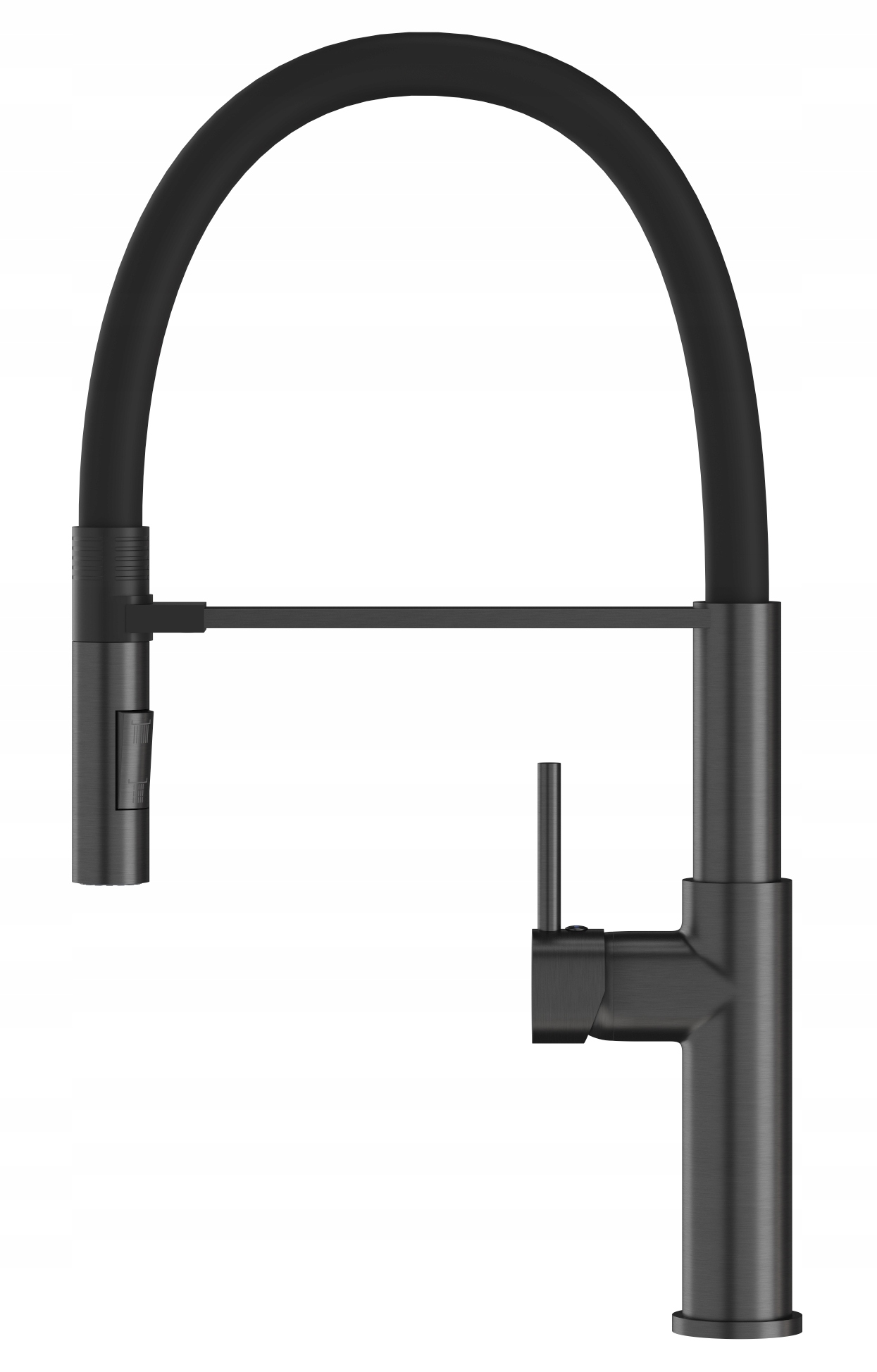 Batéria Do Umývadla Kuchynská Flexibilná Výtoková Čierna Metalíza Gun Grey Soria