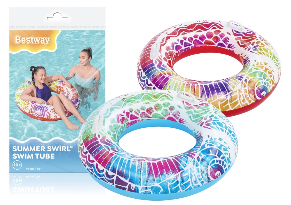 Bestway Koło Dmuchane 91cm Uchwyt Summer Swirl dla Dzieci 10+ Kolor Losowy