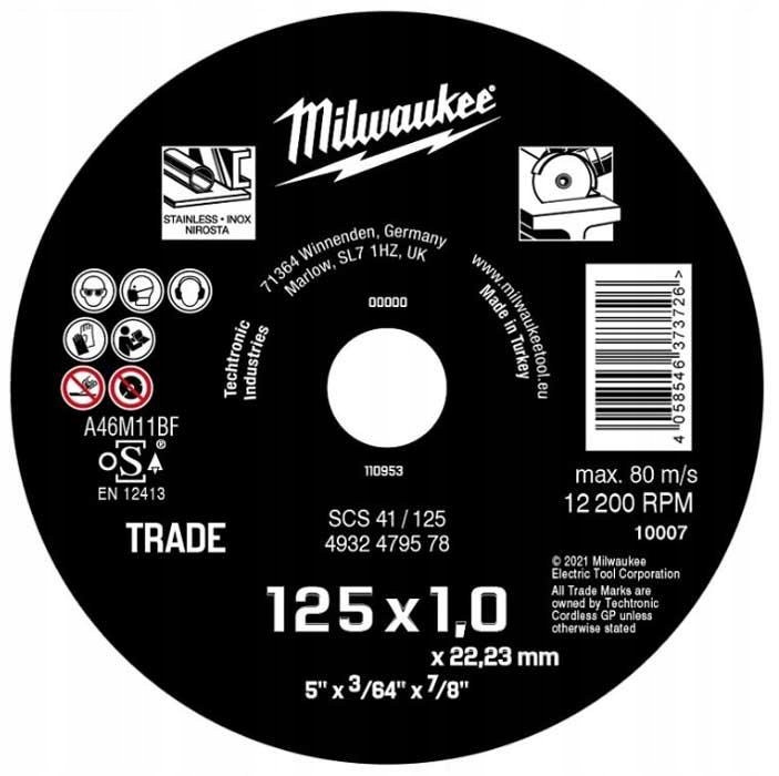 

Milwaukee Tarcza Do Metalu 125x1mm Inox 4932479578