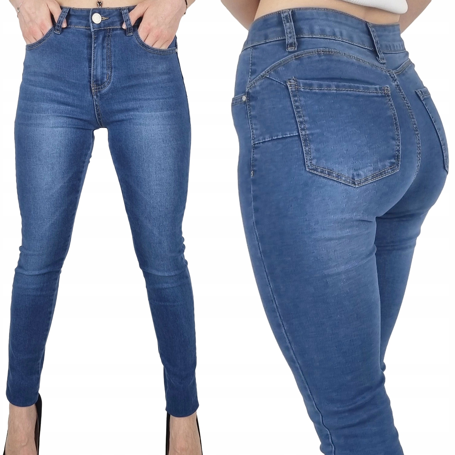 

Damskie Spodnie Jeansowe Dopasowane Push Up Blue
