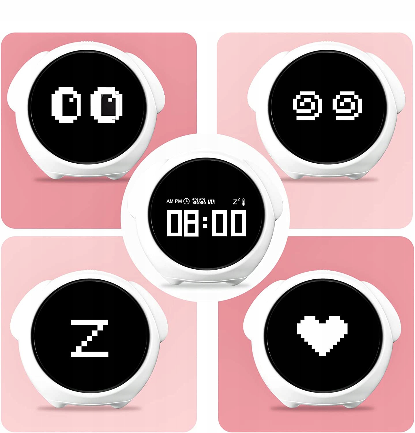 Zegar Budzik Dla Dzieci LED Interaktywny Emoji Materiał dominujący tworzywo sztuczne