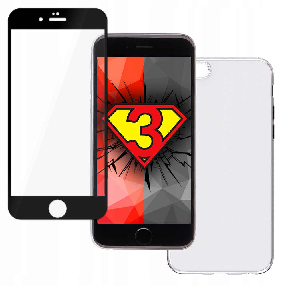 

Szkło hybrydowe czarne + Etui do Apple iPhone 6/6s