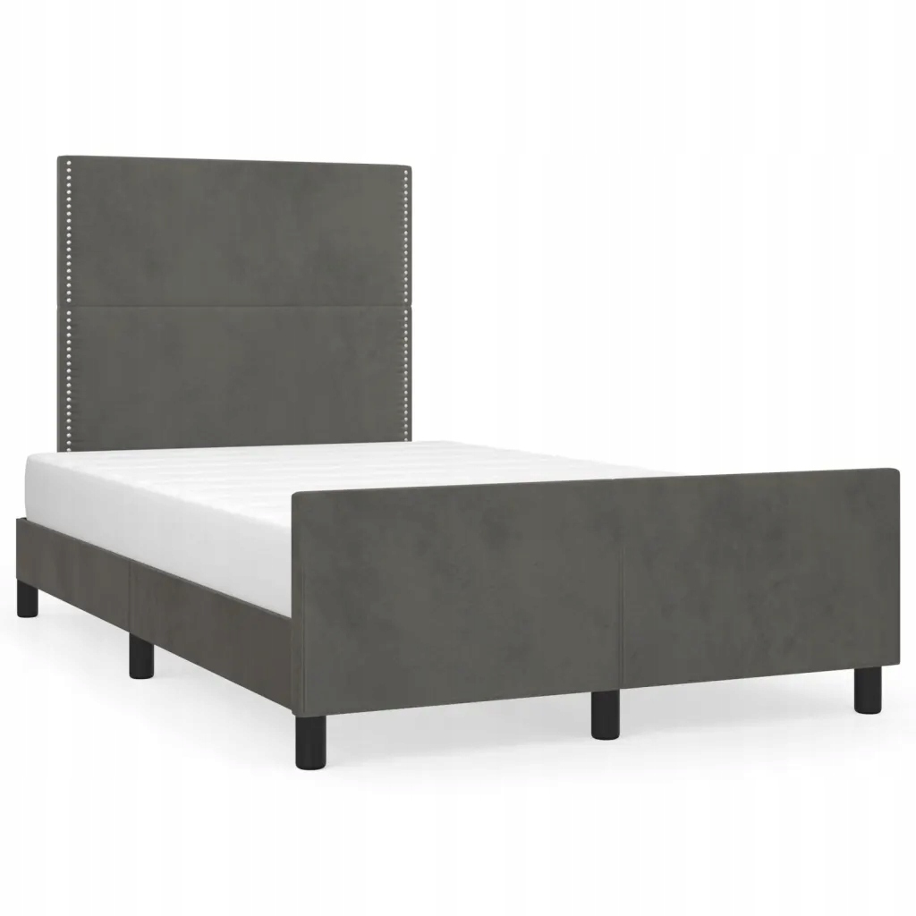 Rám postele s čelem sametový tmavě šedý 203x126x118/128 cm