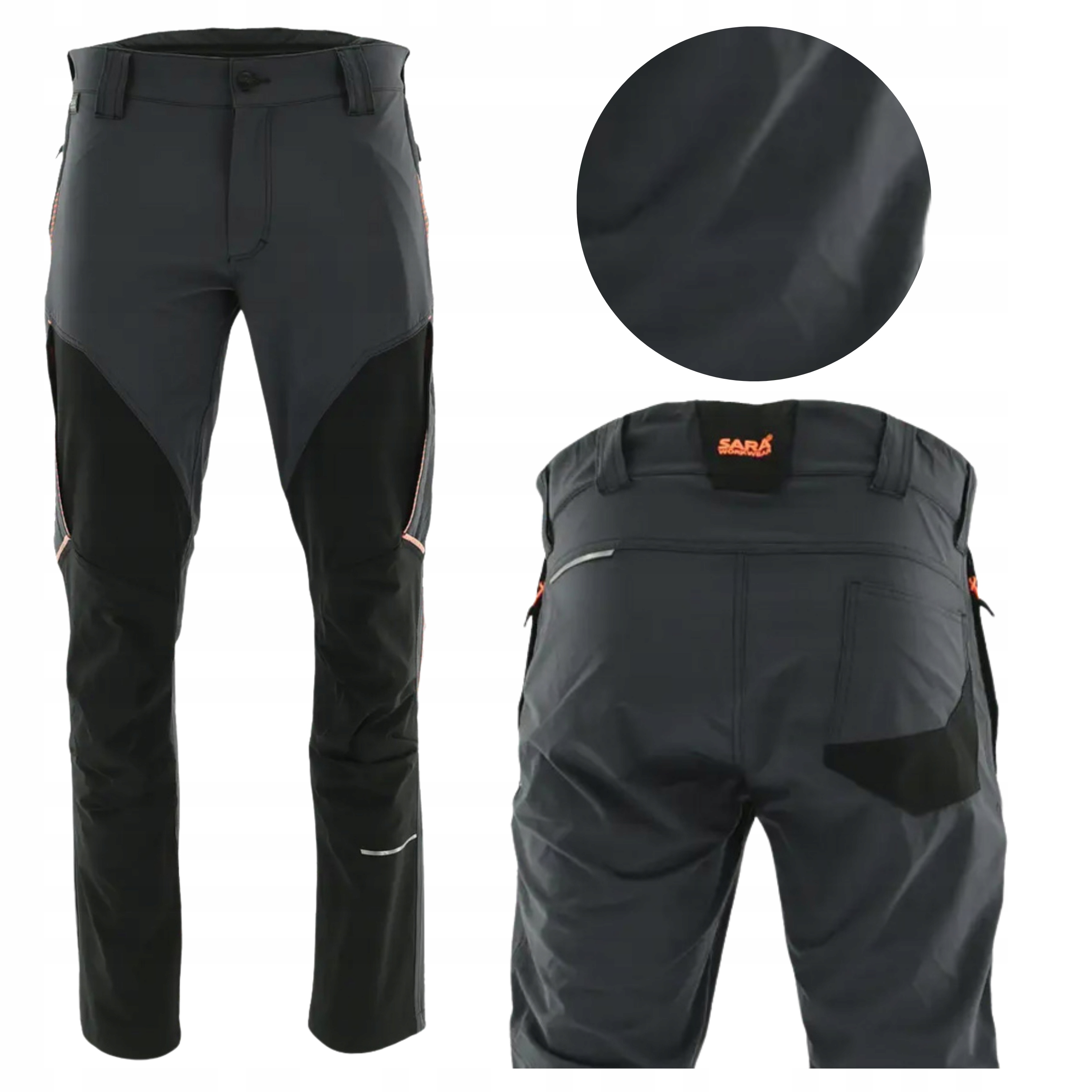 Spodnie Robocze Męskie Odblaskowe Elastyczne Grafitowe Do Pasa 64