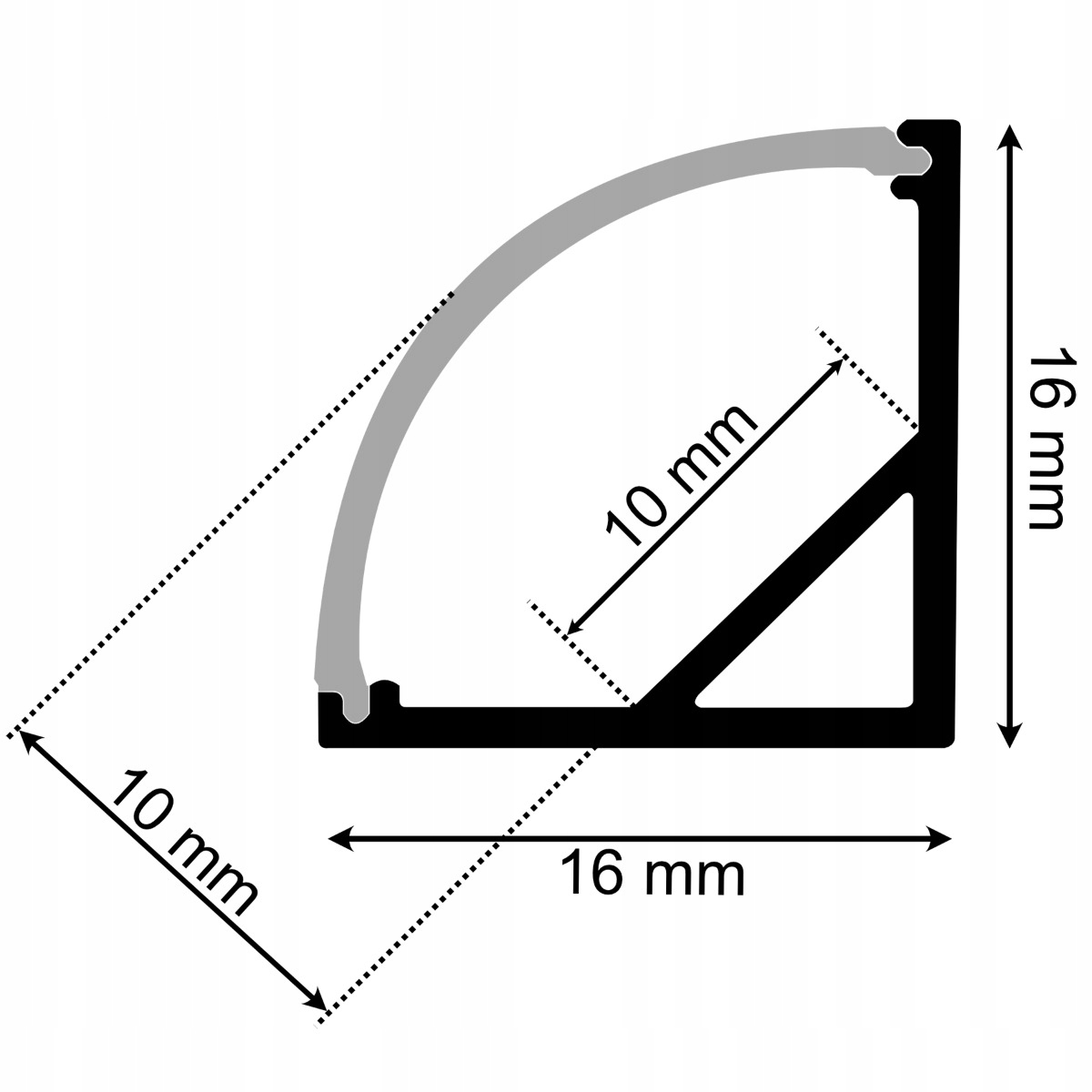 Profil do TAŚMY LED Narożny KĄTOWY 1m + Klosz Rodzaj profilu narożny nawierzchniowy