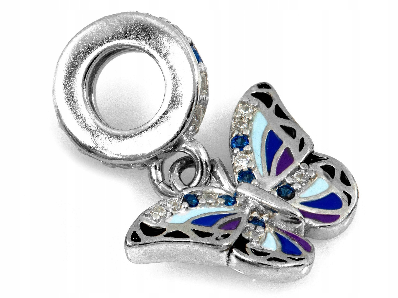 Stříbrný přívěsek 925 Motýlek se zirkony k náramky pro ni