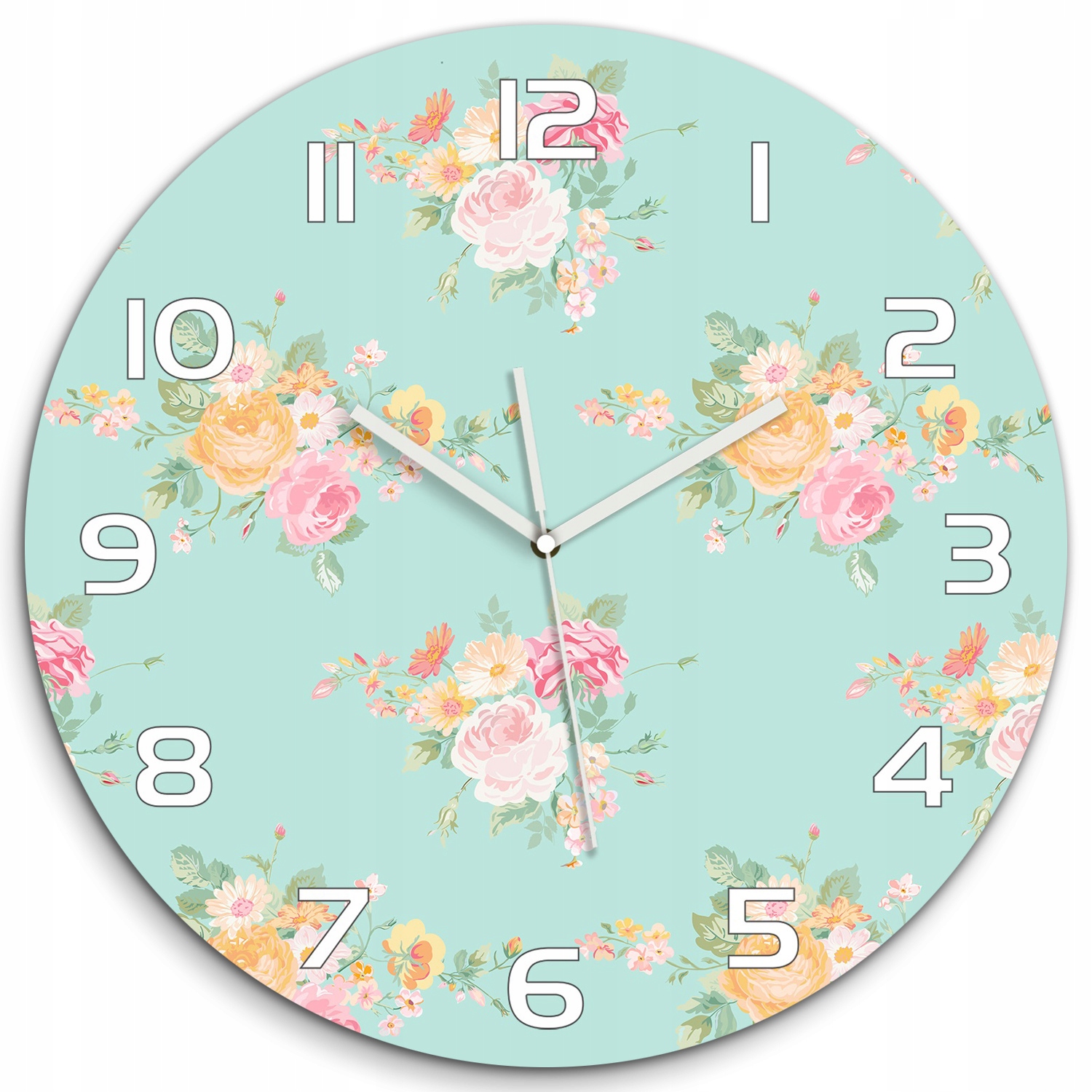 

Zegar ścienny ze szkła, duży Kwiecisty wzór fi 60