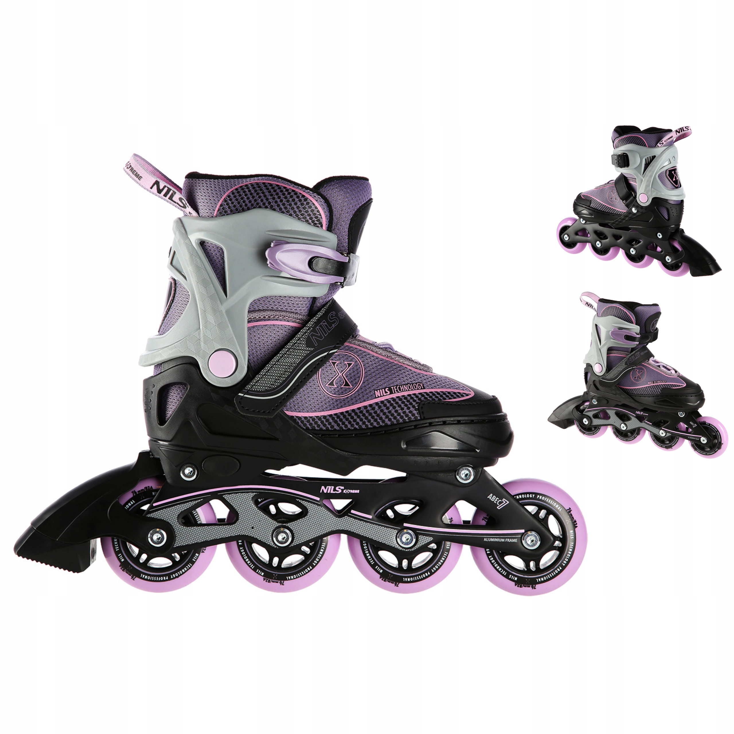 Brusle 2v1 Šedo-fialové Alu Kaučuk 39-42 Nils Extreme