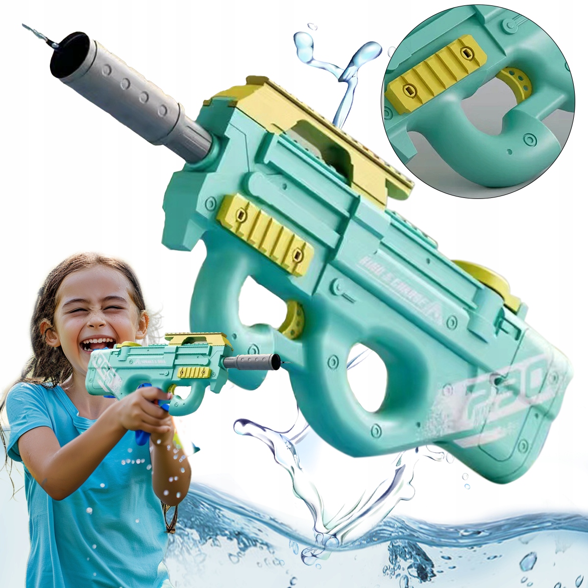 PISTOLET NA WODĘ ELEKTRYCZNY MIOTACZ DLA DZIECI AKUMULATOR WODA