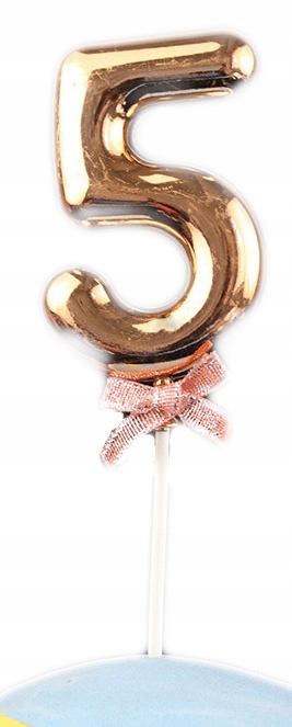 

Topper Złoty Cyfra duży 5 dekoracja tort gold G