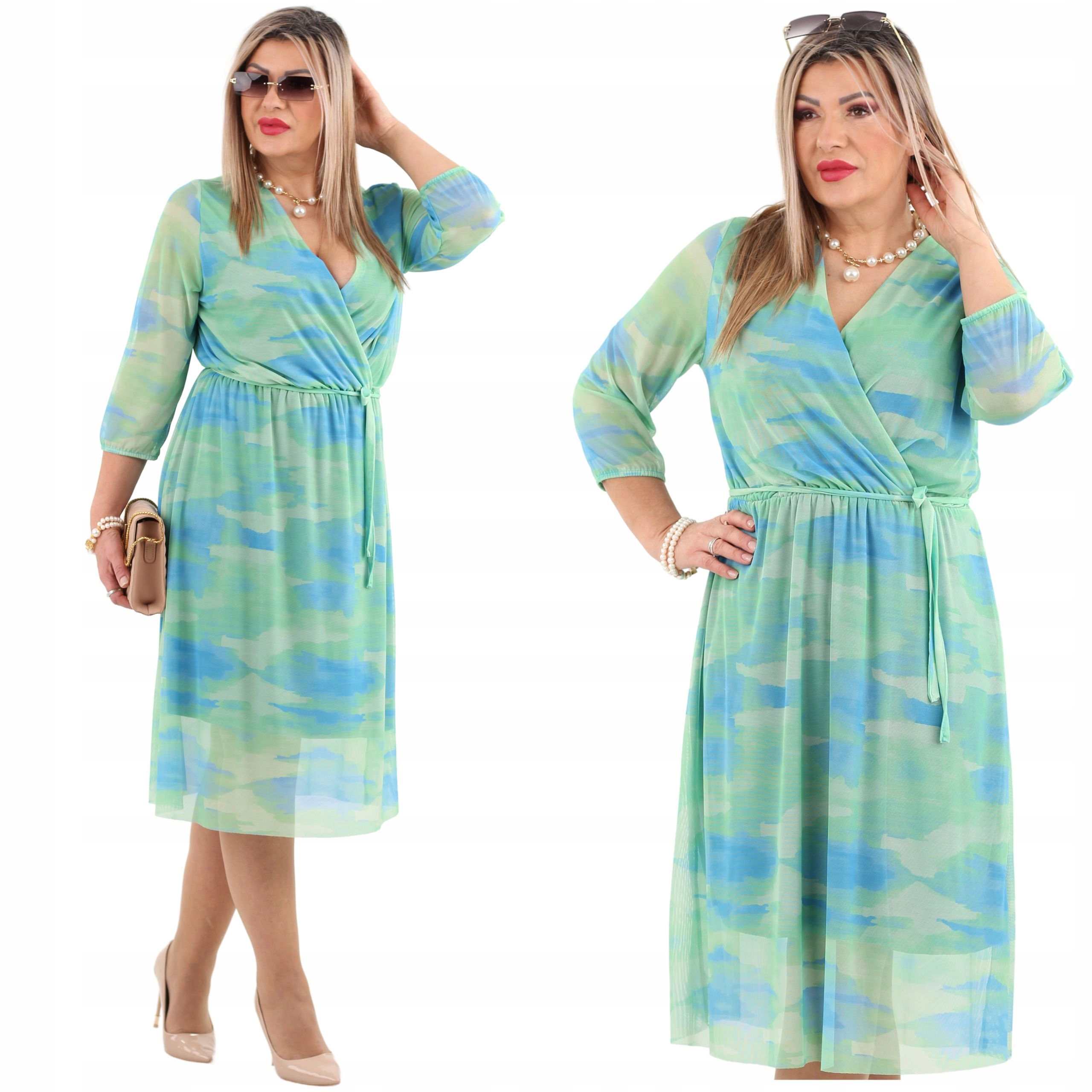 Sukienka siateczkowa Polski Producent duże rozmiary wizytowa midi