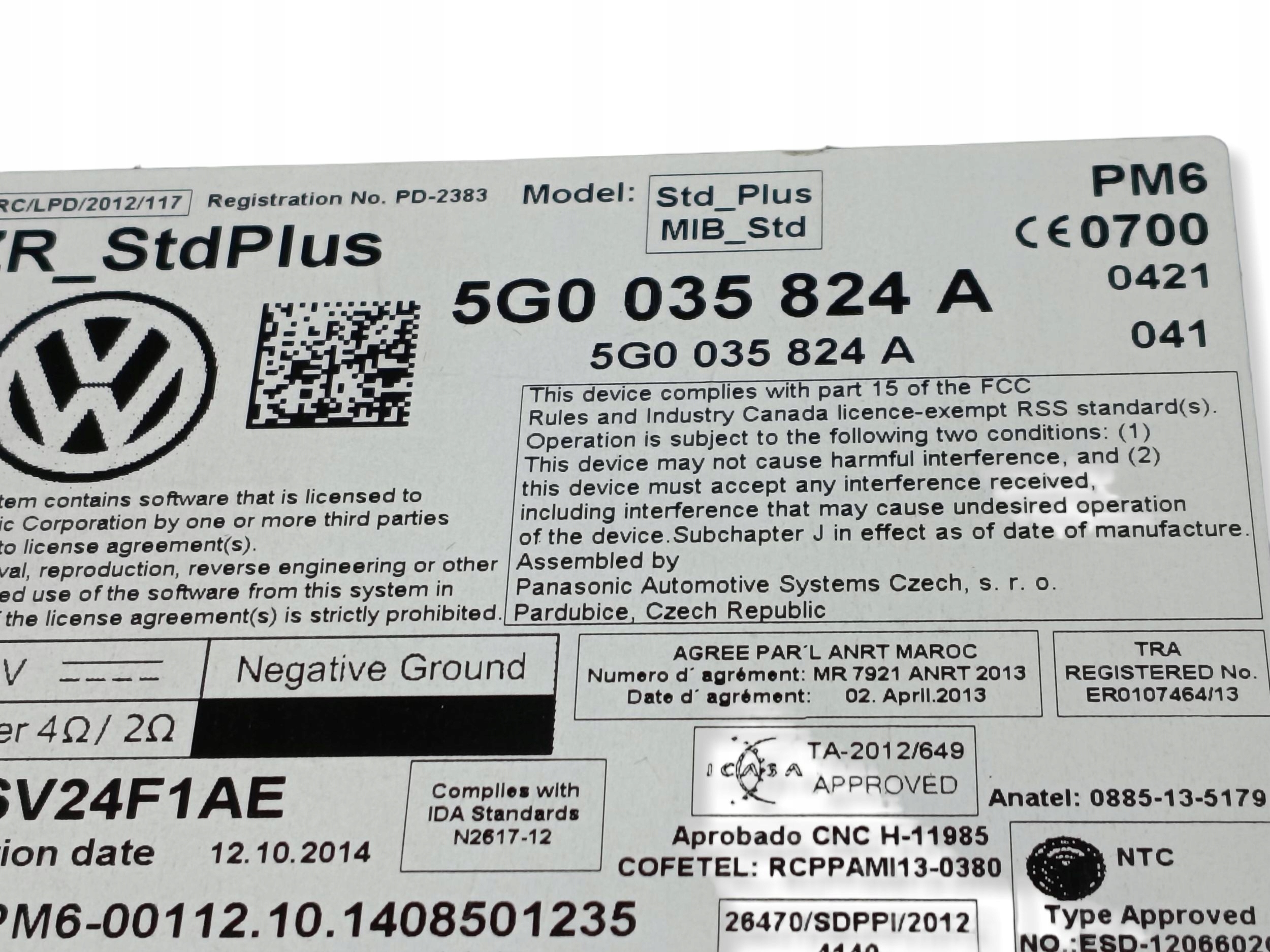 RADIO CD SD player MMI VW GOLF VII 5G0035824A !J