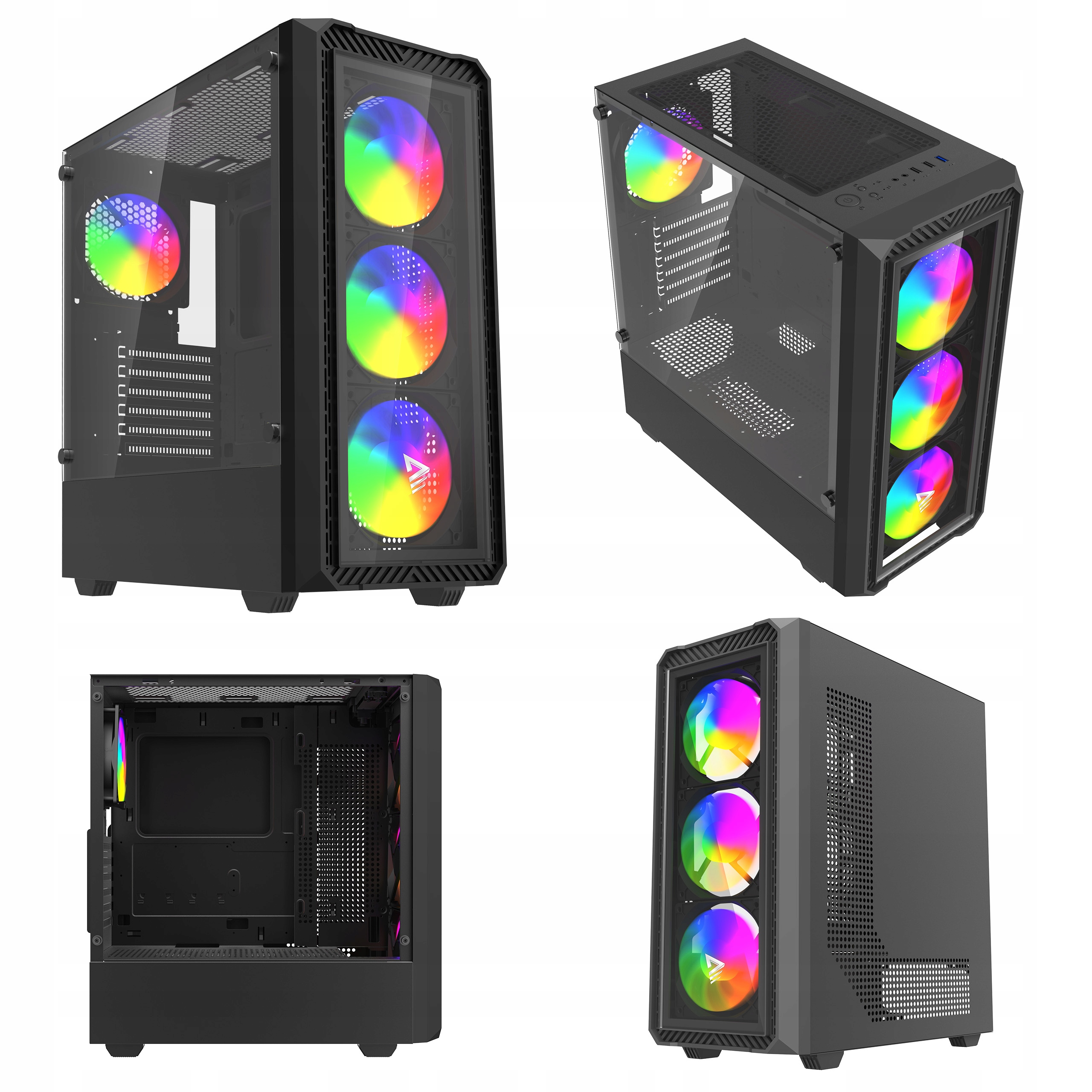 Počítačová Skříň pro počítač Savio Noctis Glass Rgb X1 4 ventilátory Sklo tvrzené