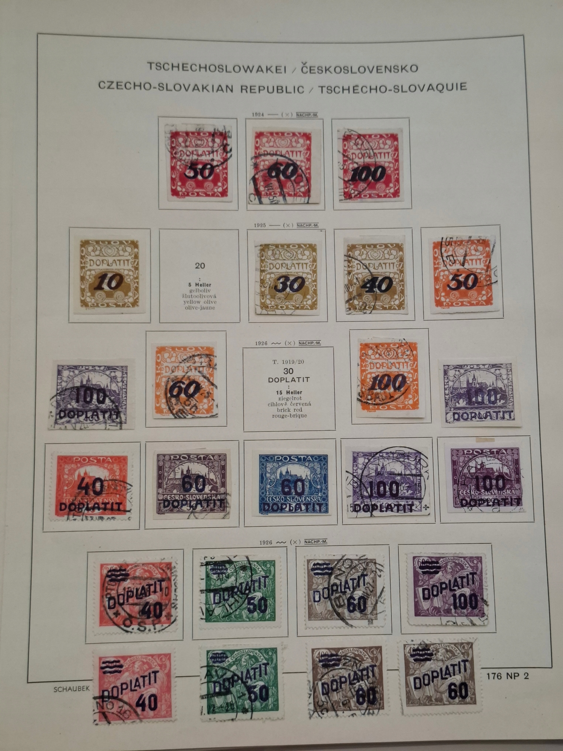 Znaczki Czechosłowacja strona z klasera Czechy