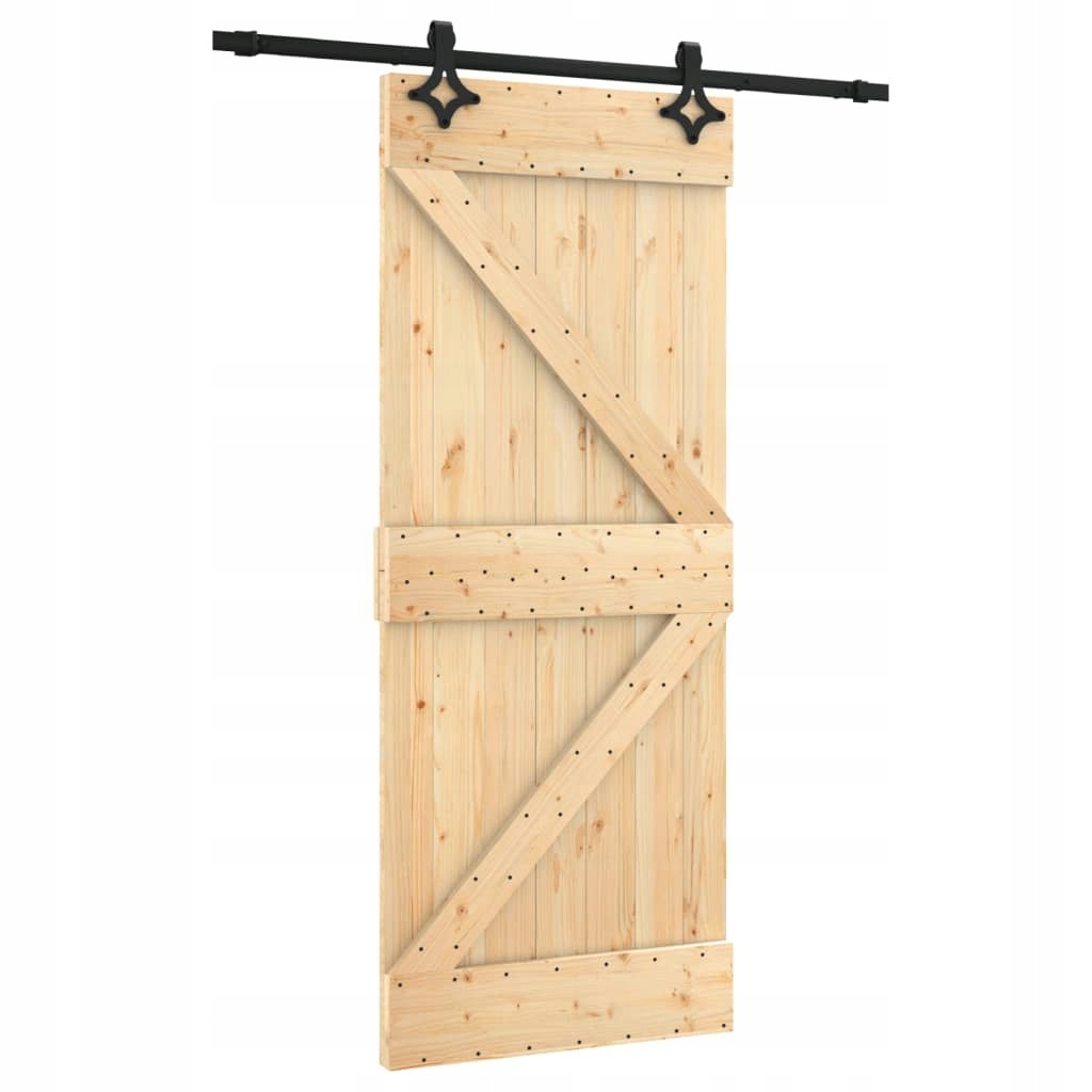 DRZWI PRZESUWNE Z OSPRZĘTEM 85X210CM DREWNO SOSNOWE
