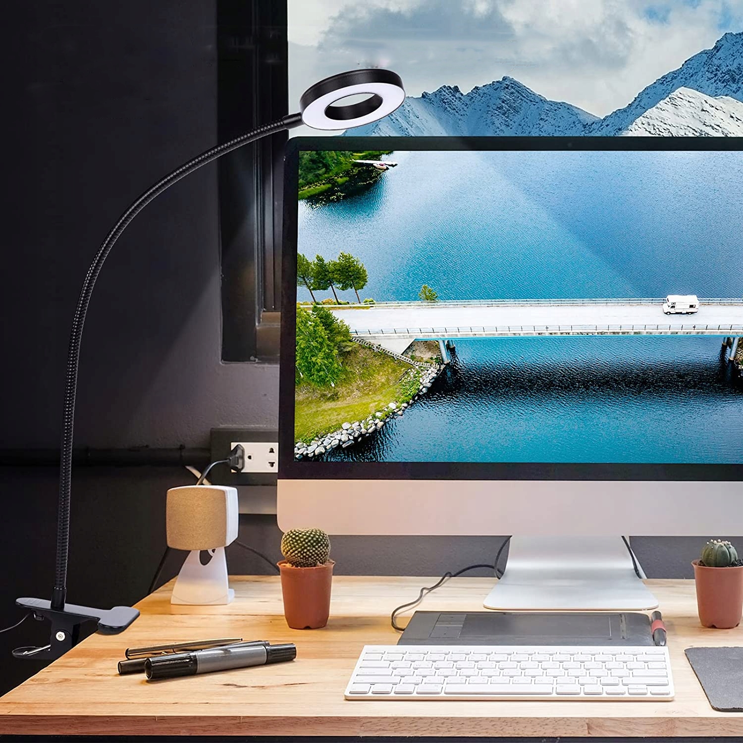 LAMPKA DO CZYTANIA 48LED ZACISKOWA NA ŁÓŻKU BIURKOWA DO POKOJU SYPIALNI USB Zasilanie sieciowe