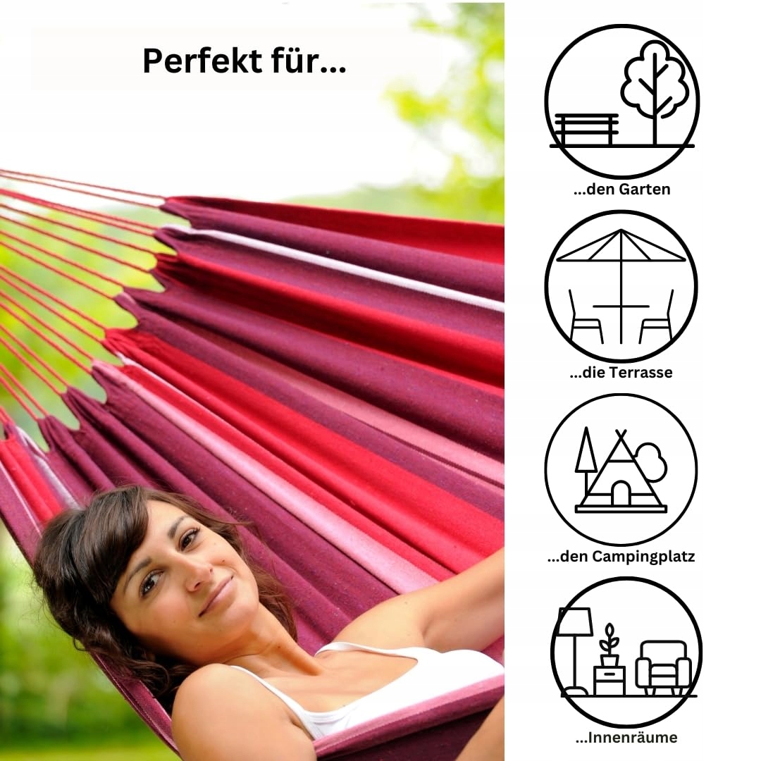 AMAZONAS Salsa Hamak L Rozmiar EllTex Bawełna Poliester 210x140 cm 150 kg — miniatura 6
