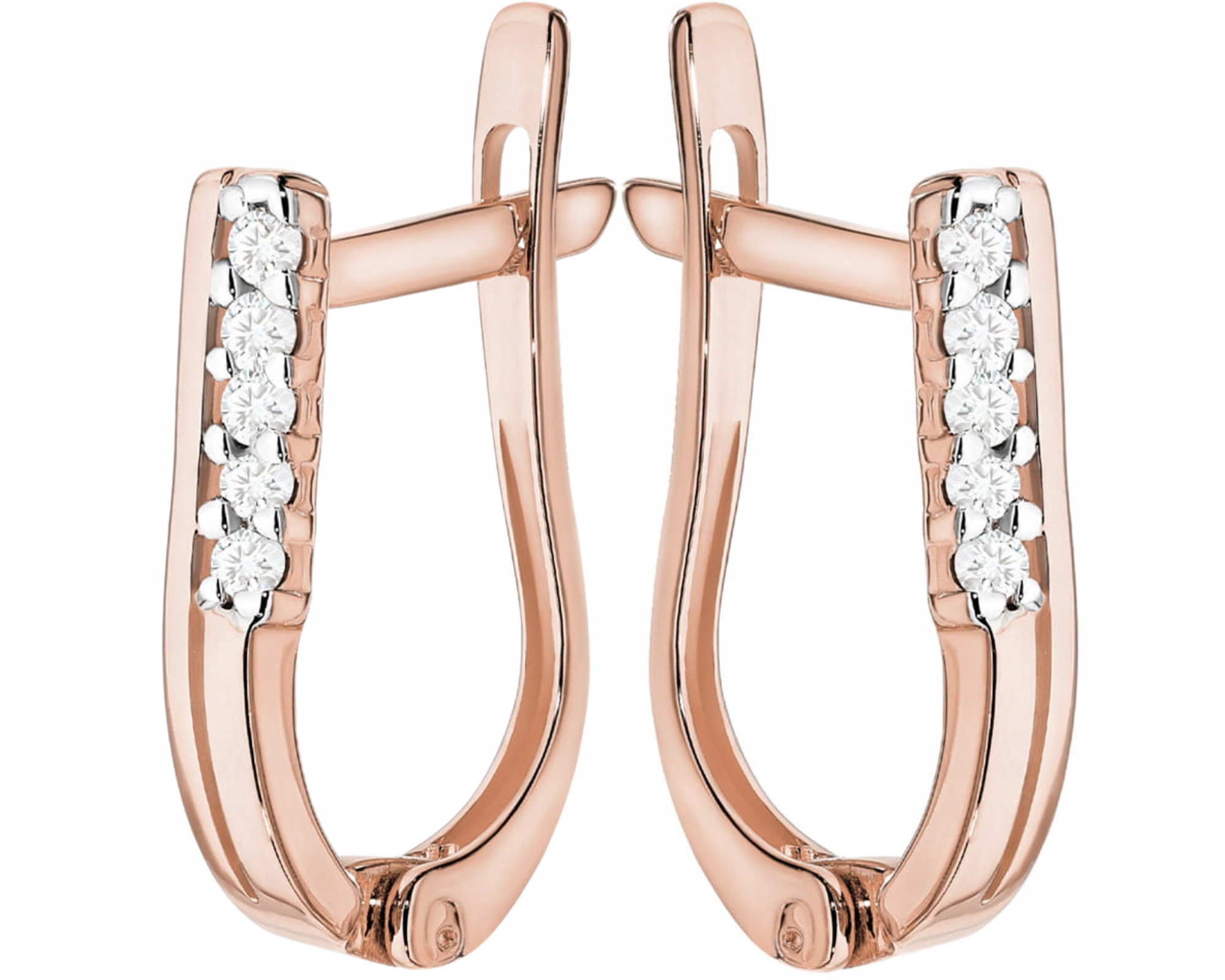 Náušnice z růžového zlata s briliantovým anglickým zapínáním