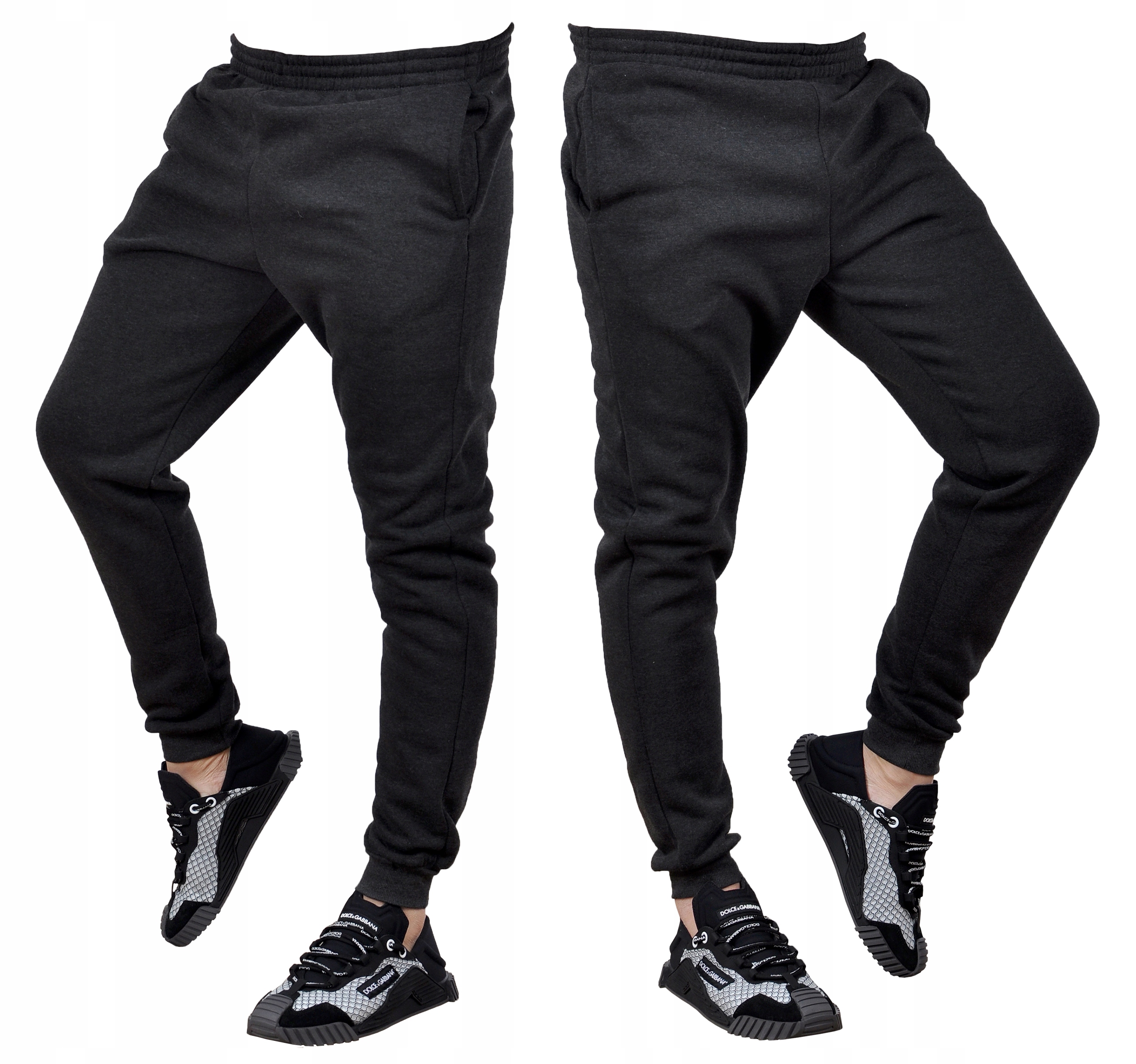 Y09 r. L MĘSKIE SPODNIE DRESOWE JOGGERY GŁADKIE