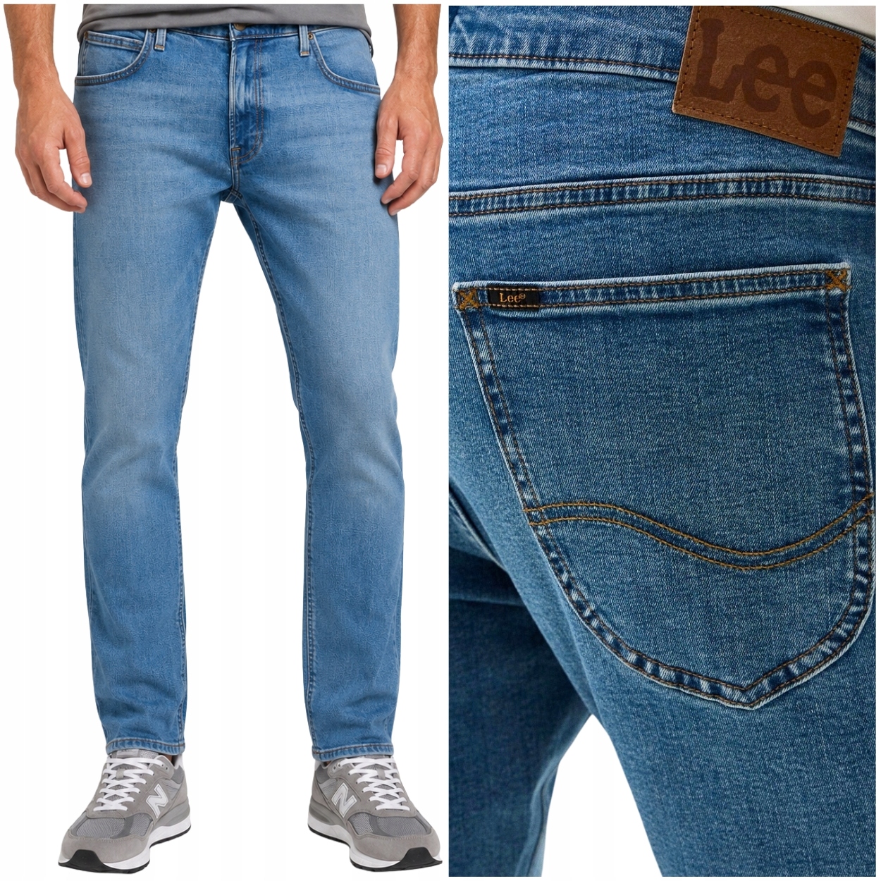 Lee Luke Carrier Blue silně zúžené elastické džínové kalhoty W36 L32