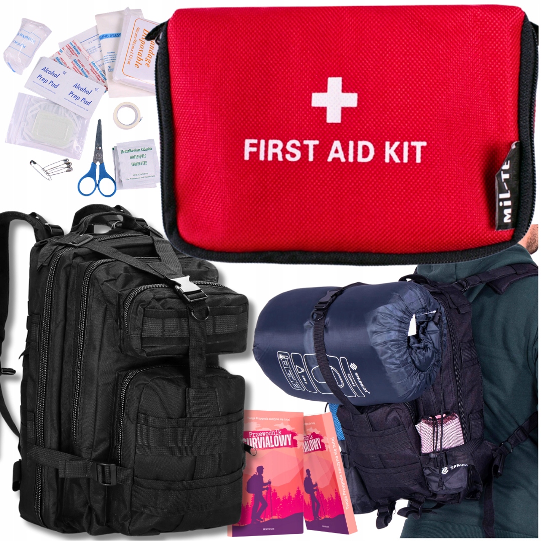 Plecak Ucieczkowy Awaryjny Pojemny Podróżny XL 35 Apteczka Ratunkowa 21EL