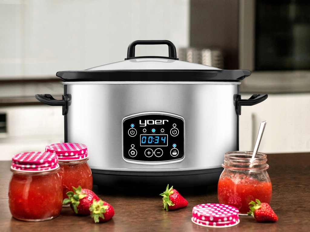 Wolnowar Slow Cooker Garnek ceramiczny 4,5L Yoer 280W INOX LCD +Programator Pojemność 4.5 l