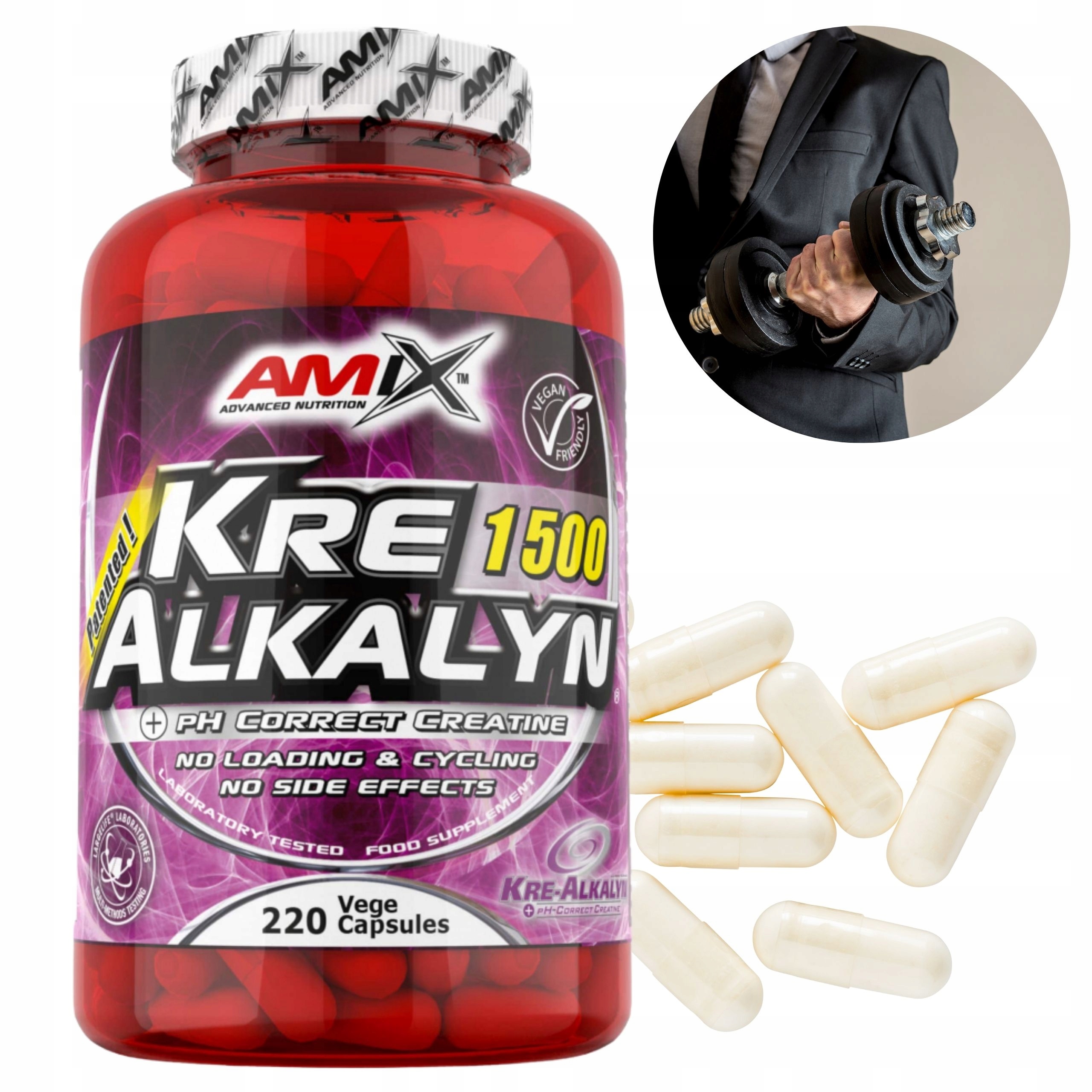 Silný Kreatin Monohydrát Kapsle Amix Kre Alkalyn Creatine 220 kapslí