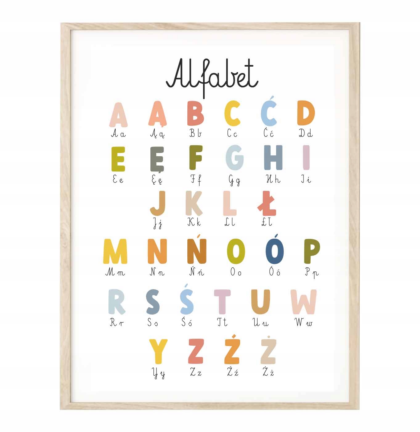 Plakat, obrazek Edukacyjny ALFABET Montessori A3