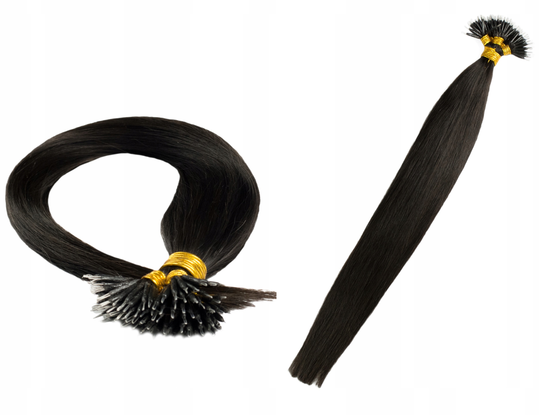 

Włosy Naturalne Pasemka 40CM 0,6g Nano Ringi #1B
