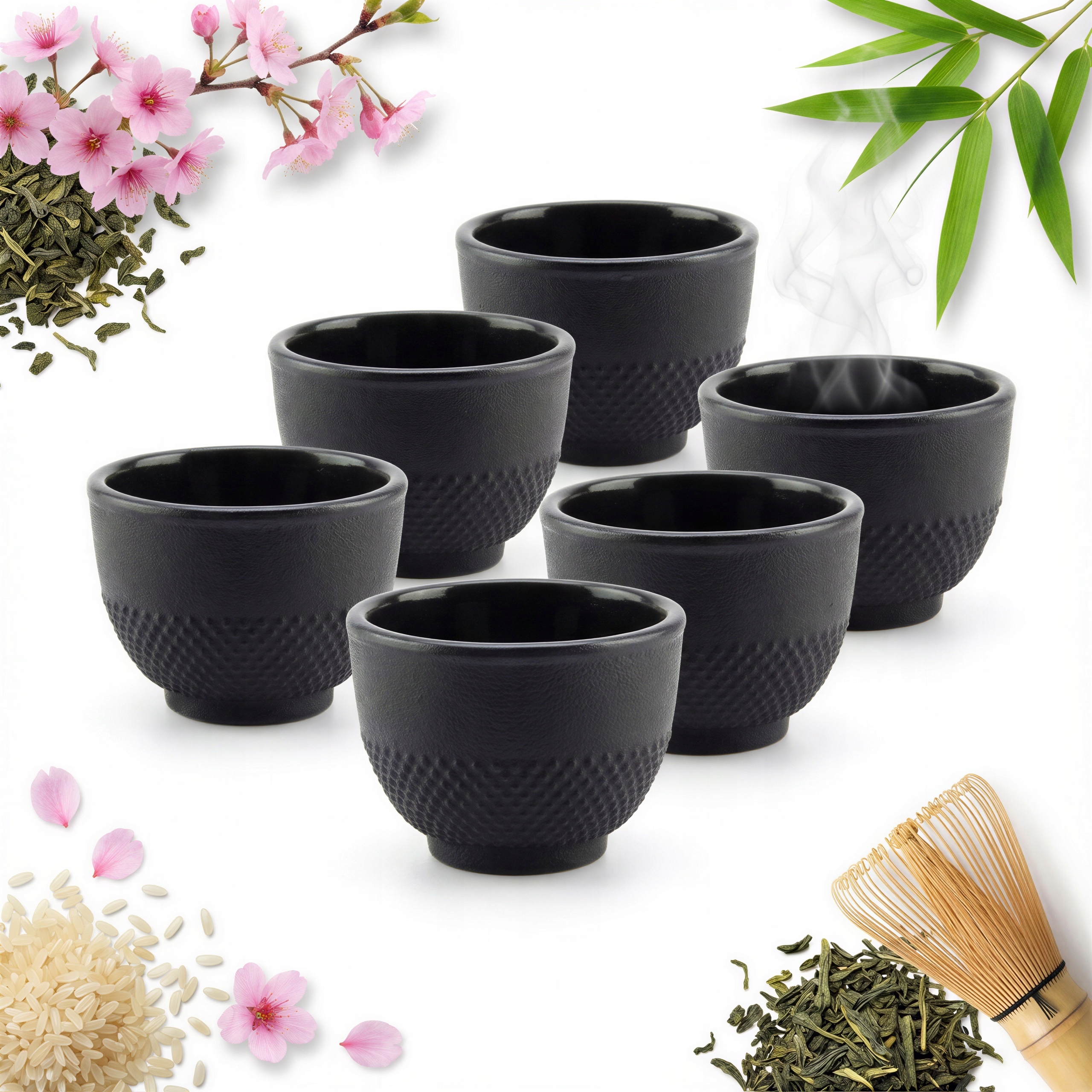 Šálky Litinové Sada 6 kusů Litinových Šálků Na Čaj