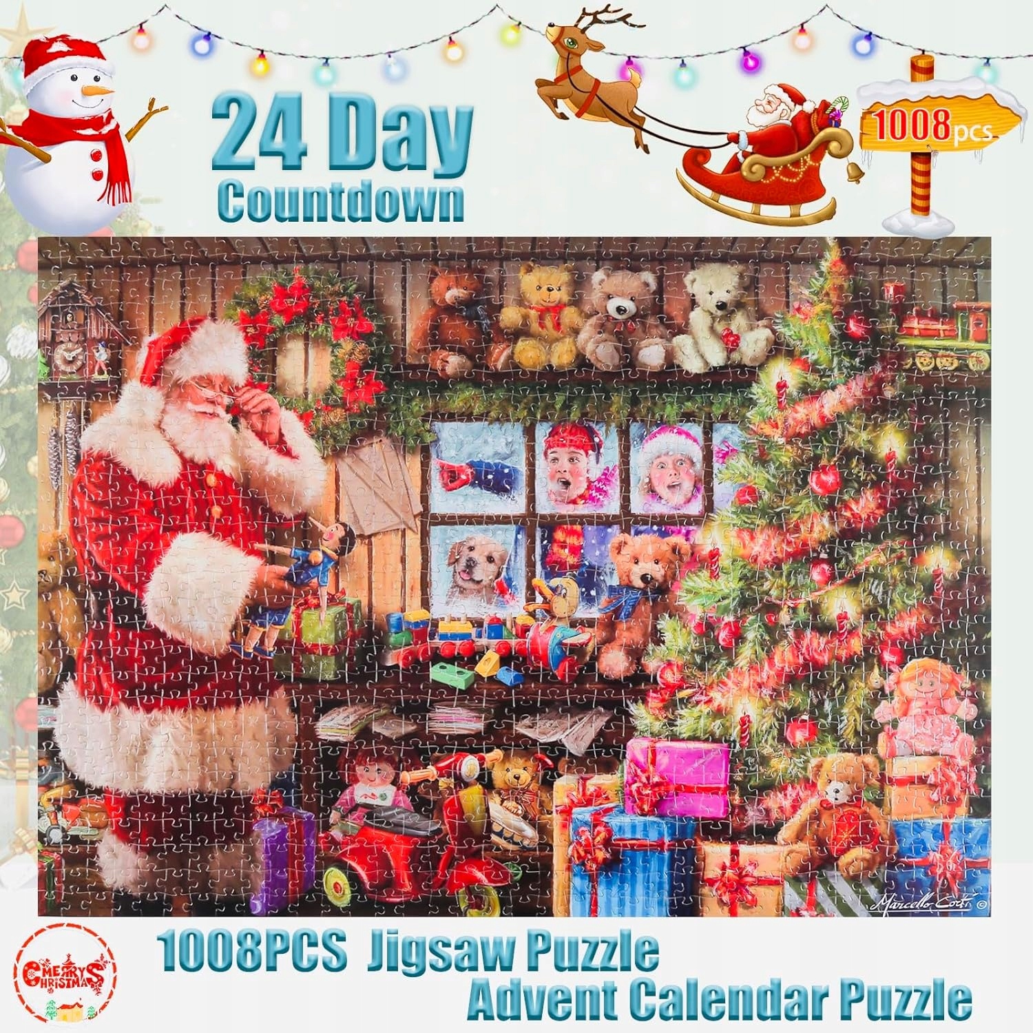 Адвент-календарь The Christmas House, пазл 1008 элементов на 24 дня, постер 70×50 см — фото 2