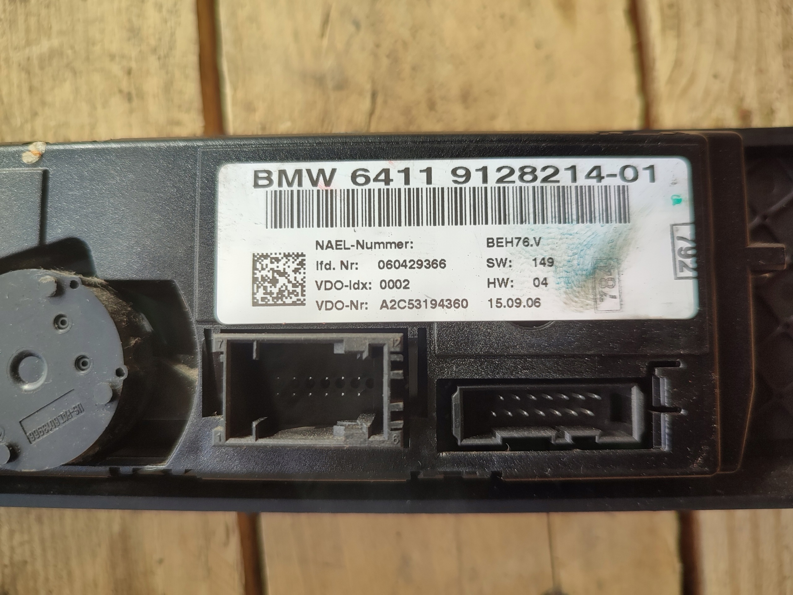 panel ovládání klími klimatizaci BMW E90/91 9128214