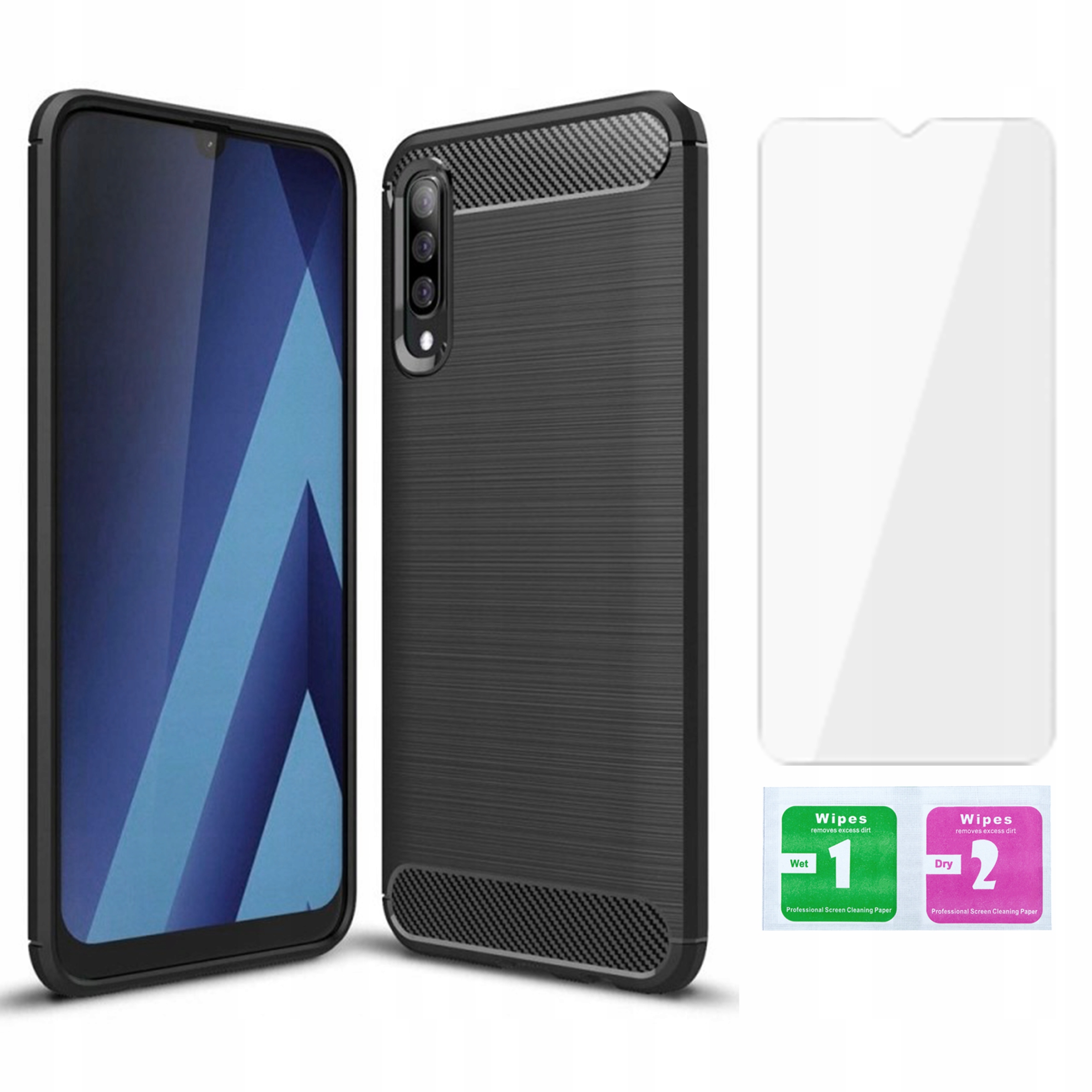 

Etui Pancerne Karbon do Samsung A70 Szkło