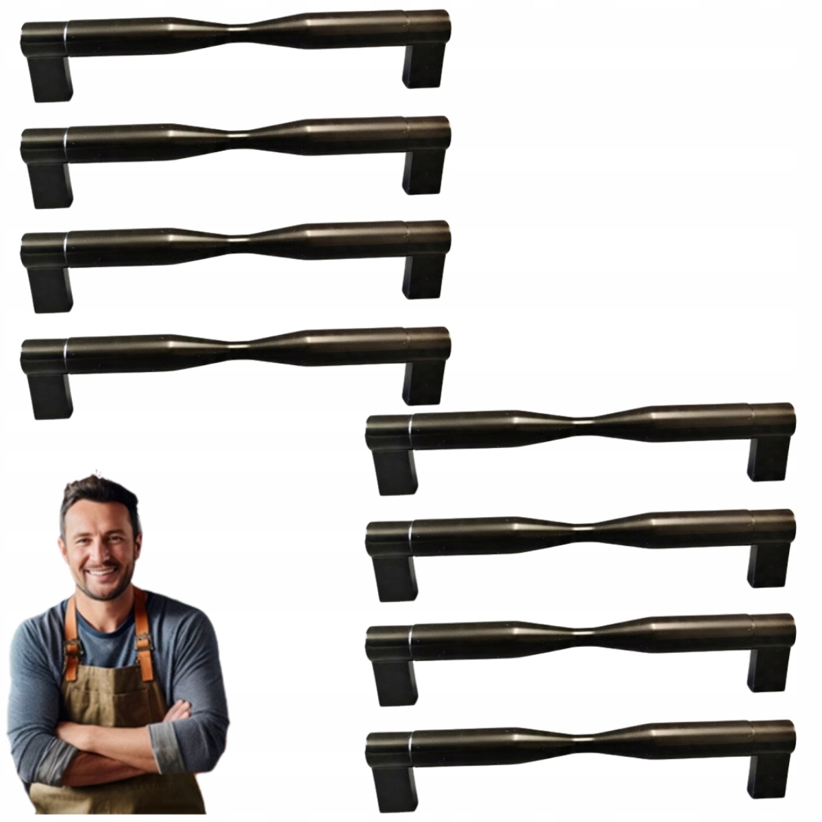 Nábytkový držiak do skrinky Siva 160 mm čierny mat 8ks