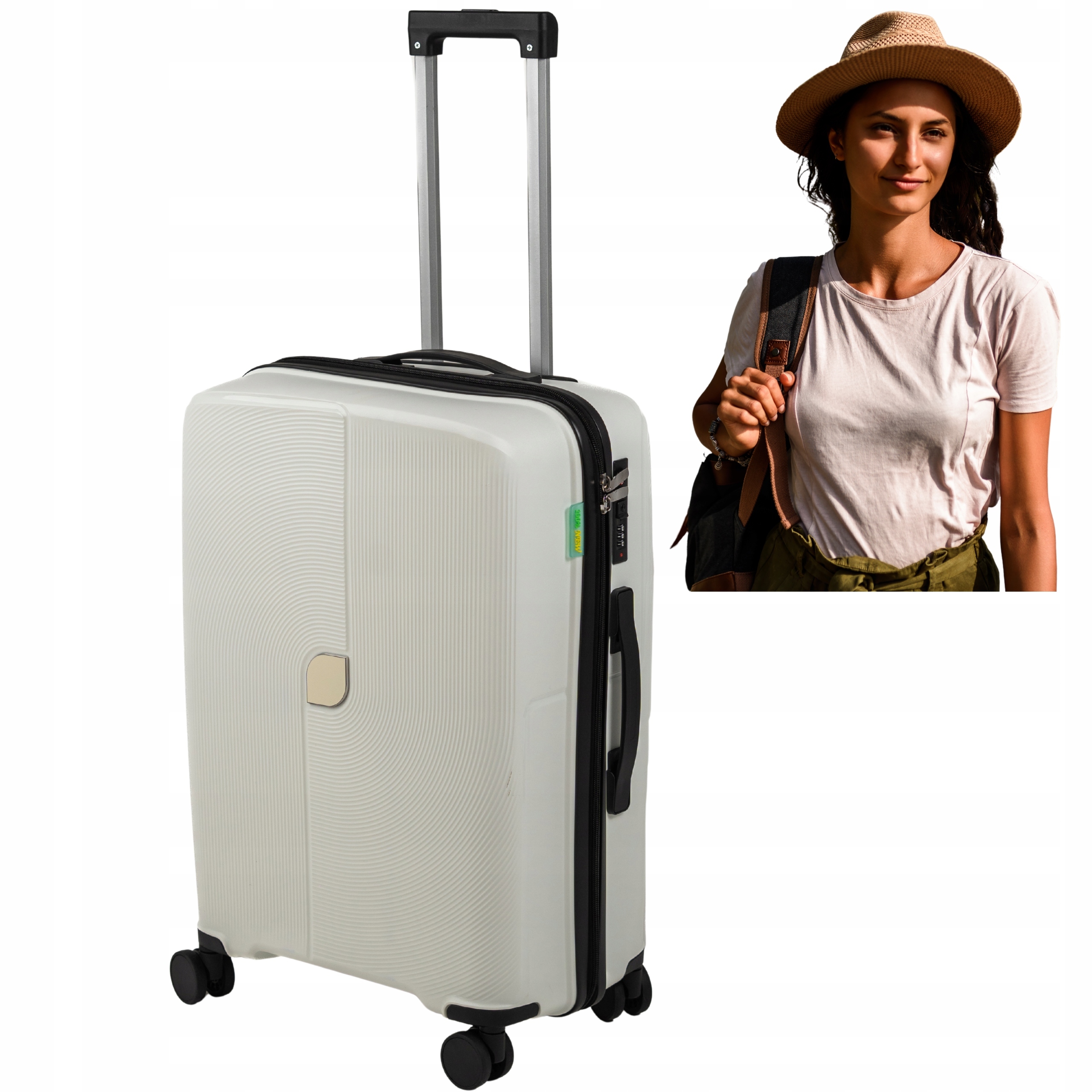 Střední Cestovní Kufr Bílý 64*42*26, Objemný, 70 L, 4 Polypropylenová Kolečka