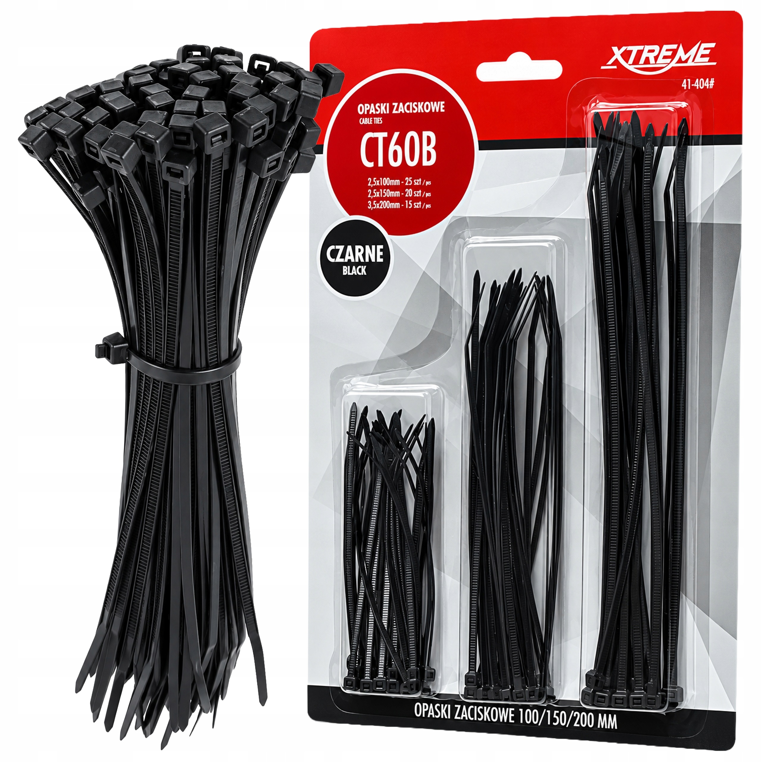60x Opaski Zaciskowe 2,5 3,5mm Kablowe Ziperki Trytki Mocne Czarne