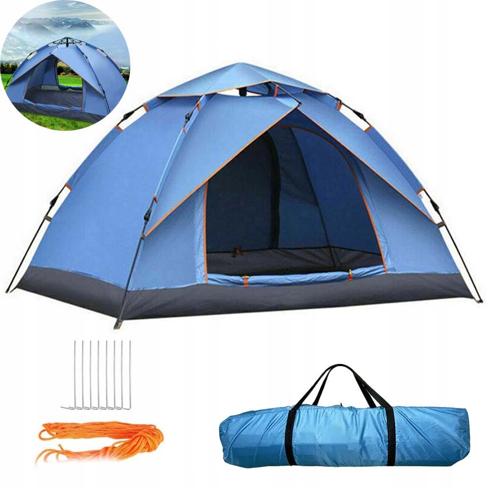 Namiot Turystyczny 4-3-OSOBOWY Samorozkładający Automatyczny Kempingowy