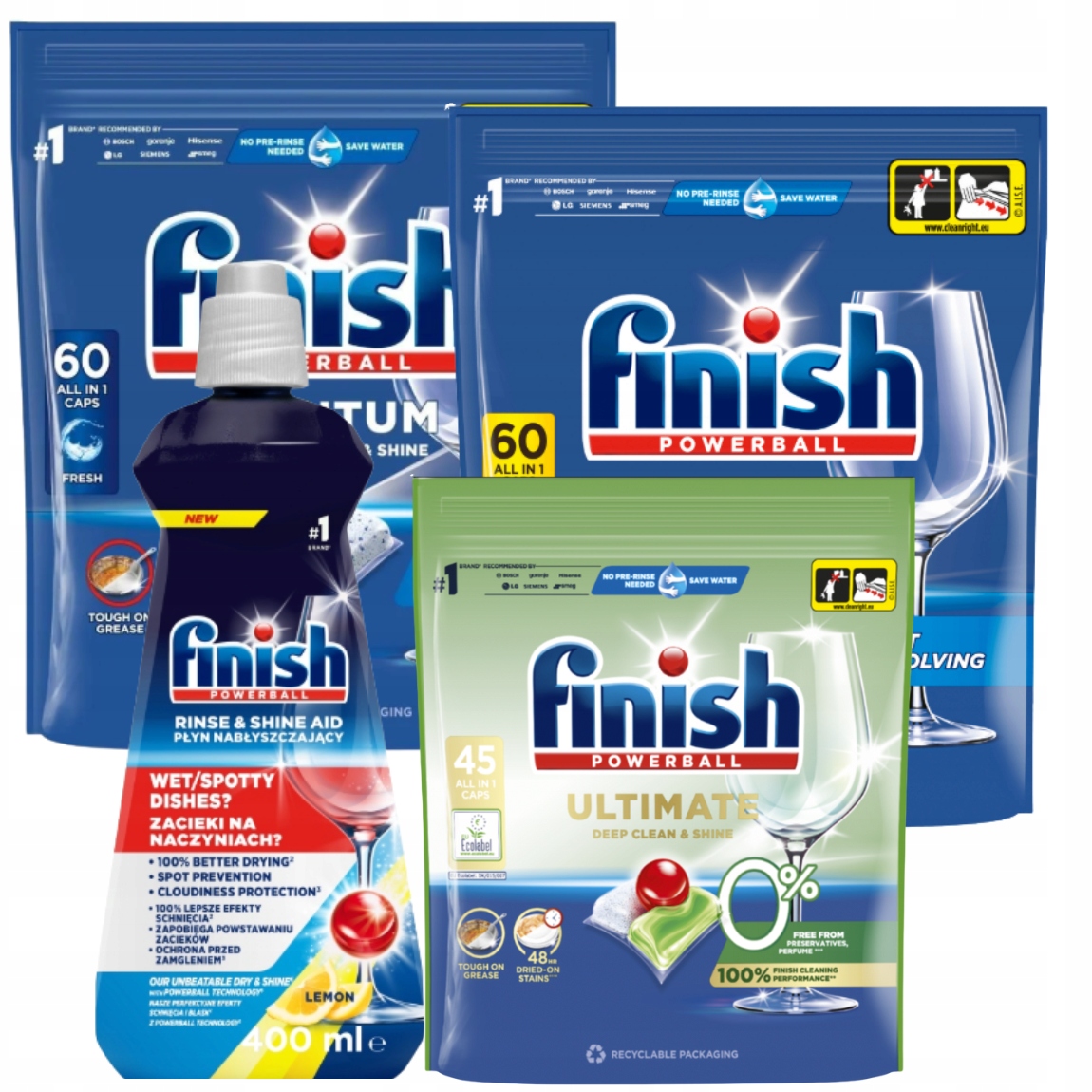 Levně Finish Kapsle na mytí nádobí v myčce MIX 165 ks Leštidlo