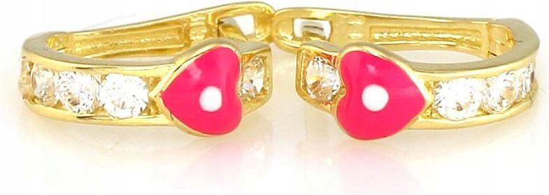 Zlaté náušnice 585 pro dívku se smaltem jako dárek k 14-ti zirkony