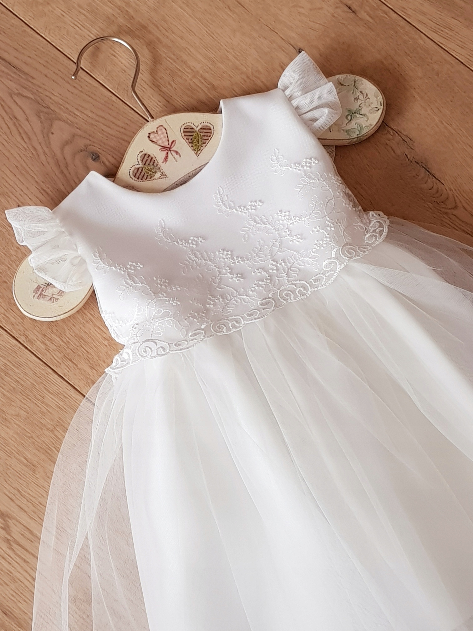 Sukienka do chrztu rozmiar 80 sukienka ivory tiul haft