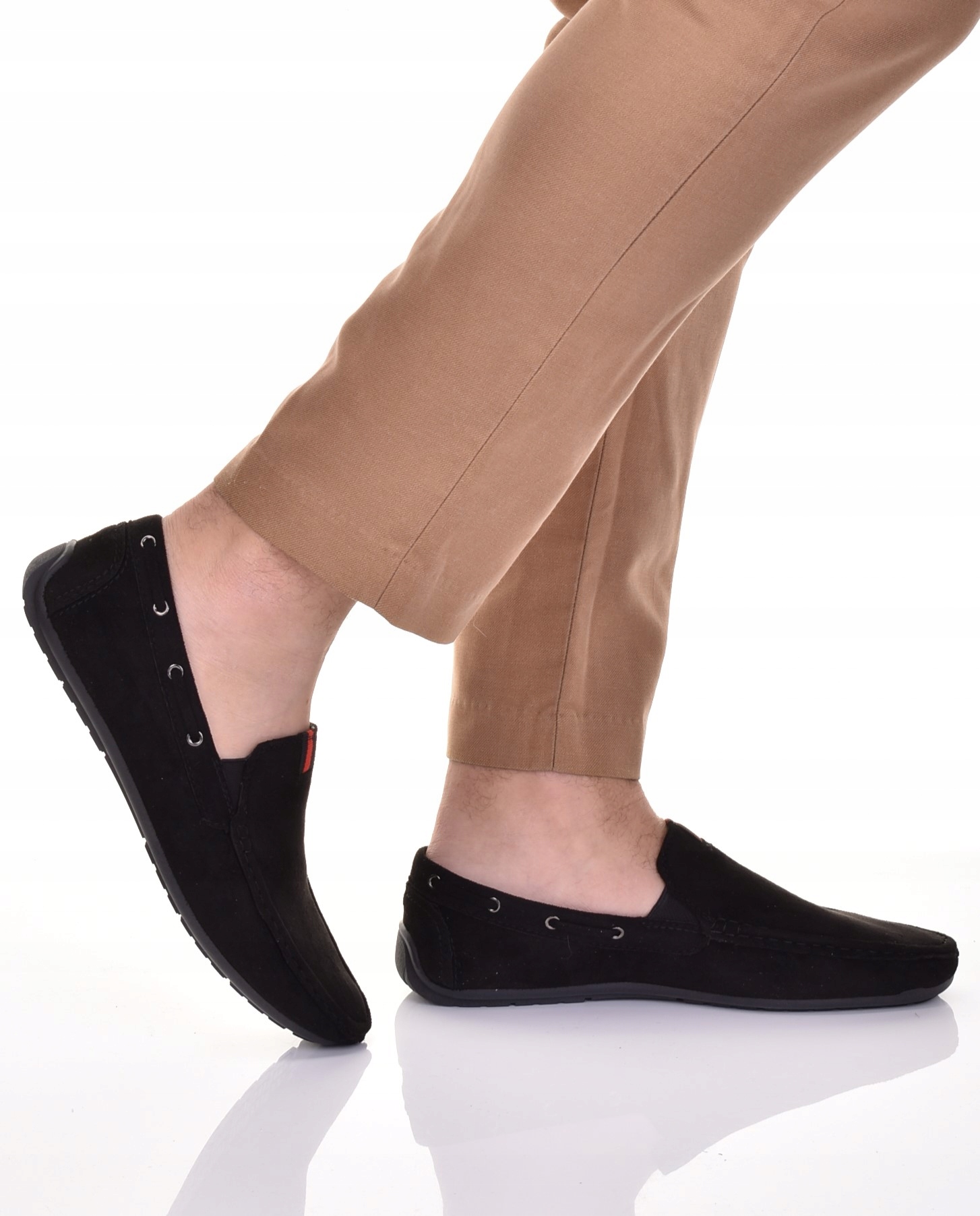 MOKASYNY CZARNE ZAMSZOWE ELEGANCKIE BUTY MĘSKIE CASUAL NA WIOSNĘ LATO Marka inna