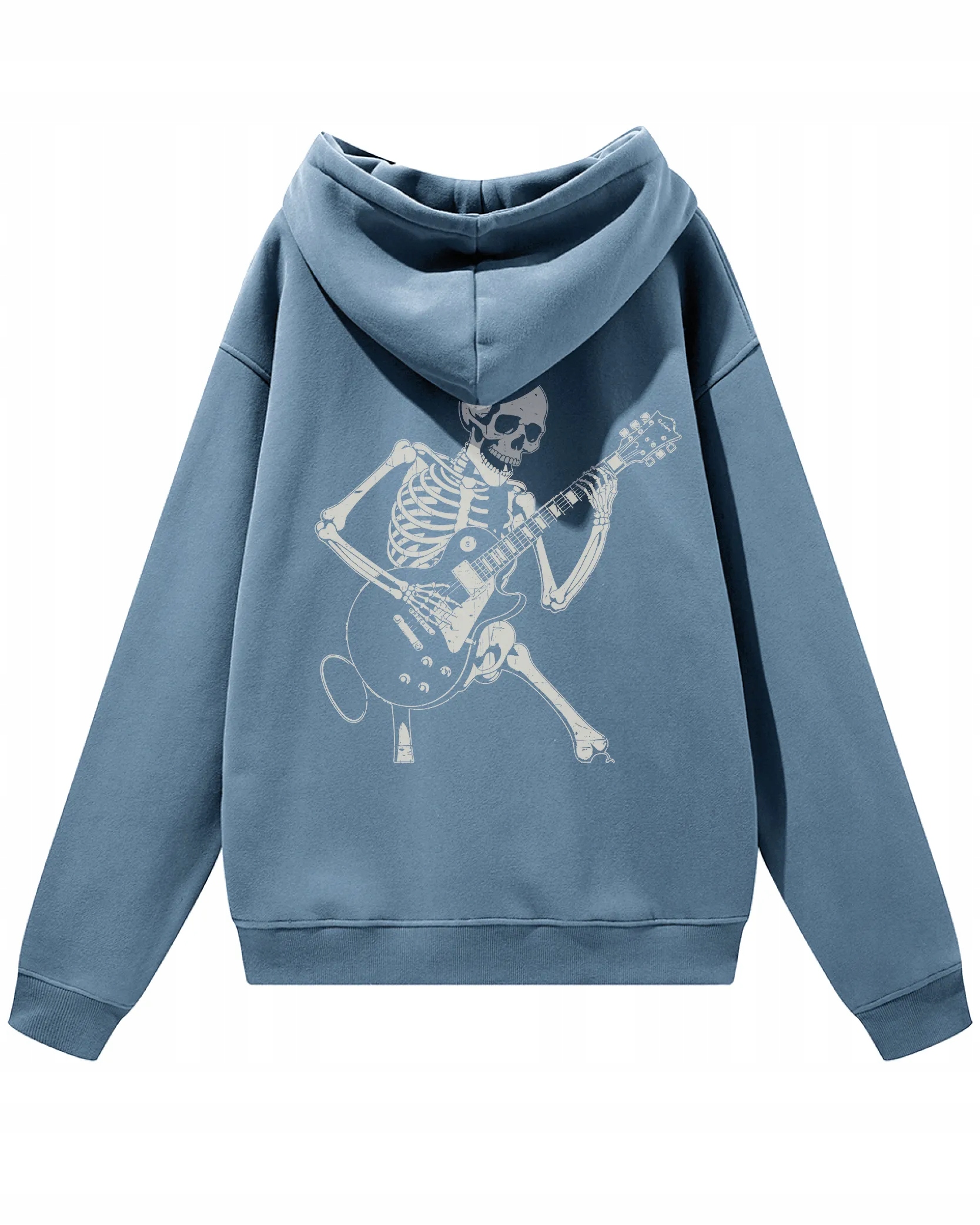 Oversize mikina s kapucí Kostra s kytarou rockový styl Modrá L